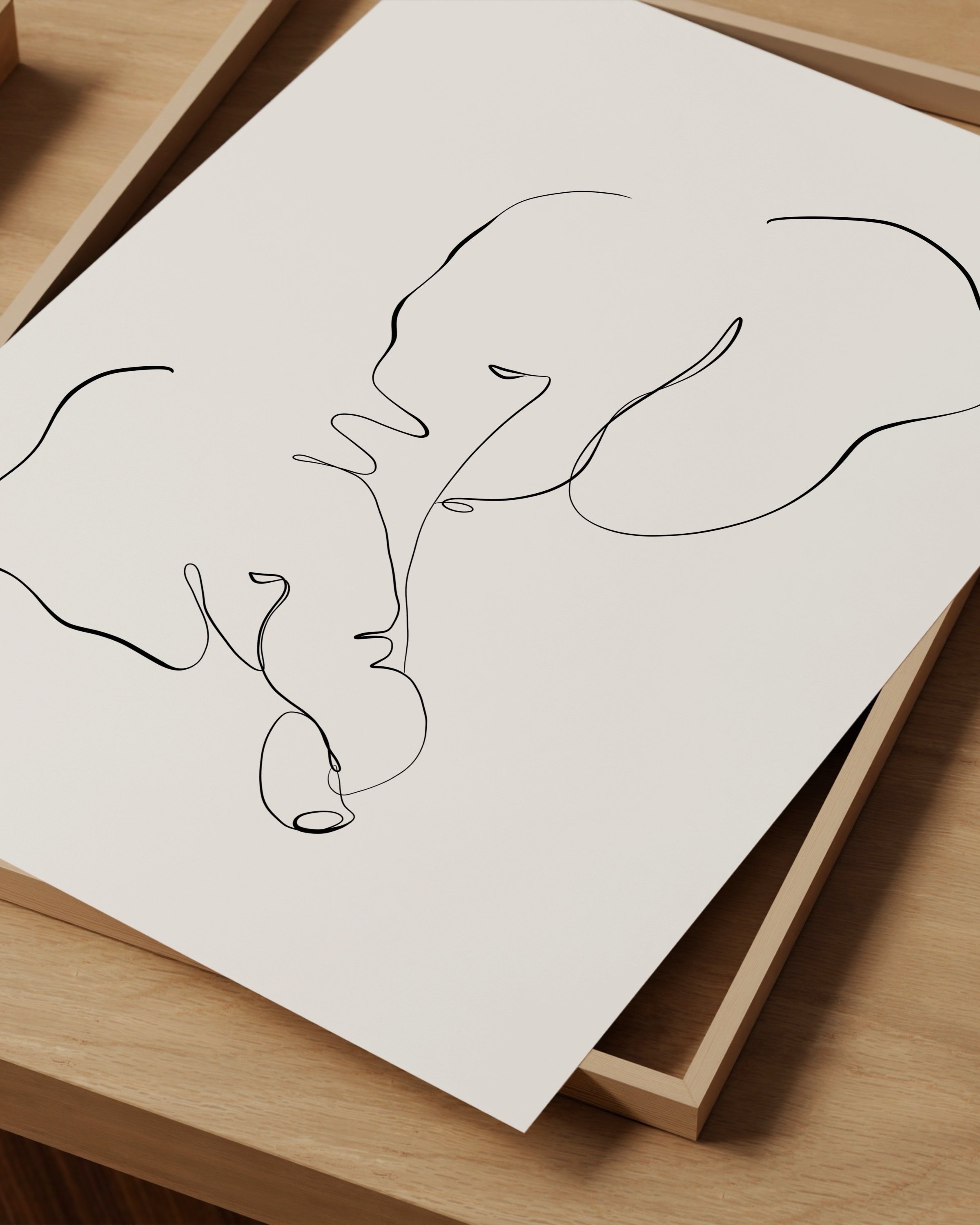 Minimalist line art drawing of an elephant, designed for children’s rooms or nurseries, on a clean white background.