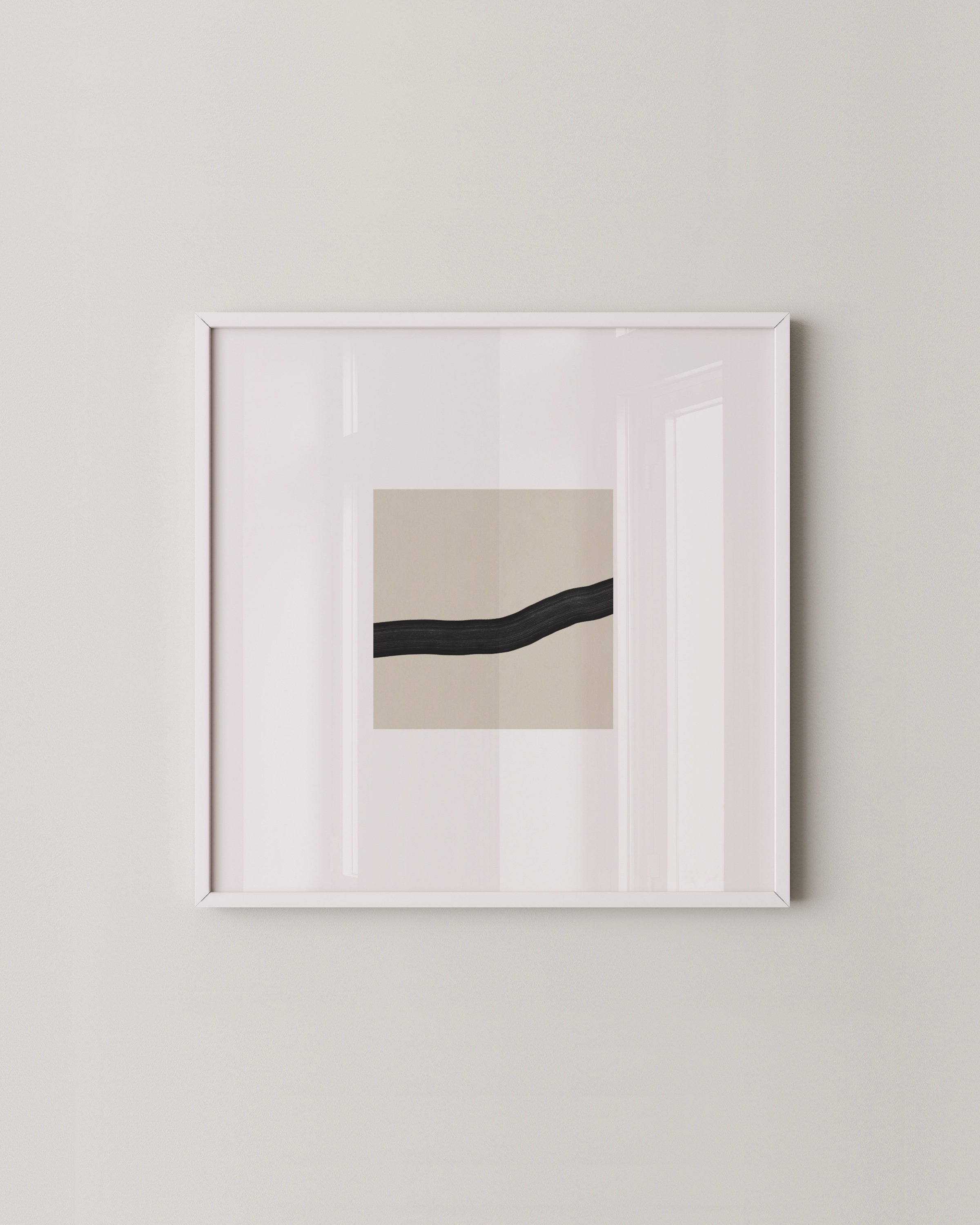 Set of two minimalist abstract line art prints featuring black lines on a beige background, perfect for modern and contemporary home decor.