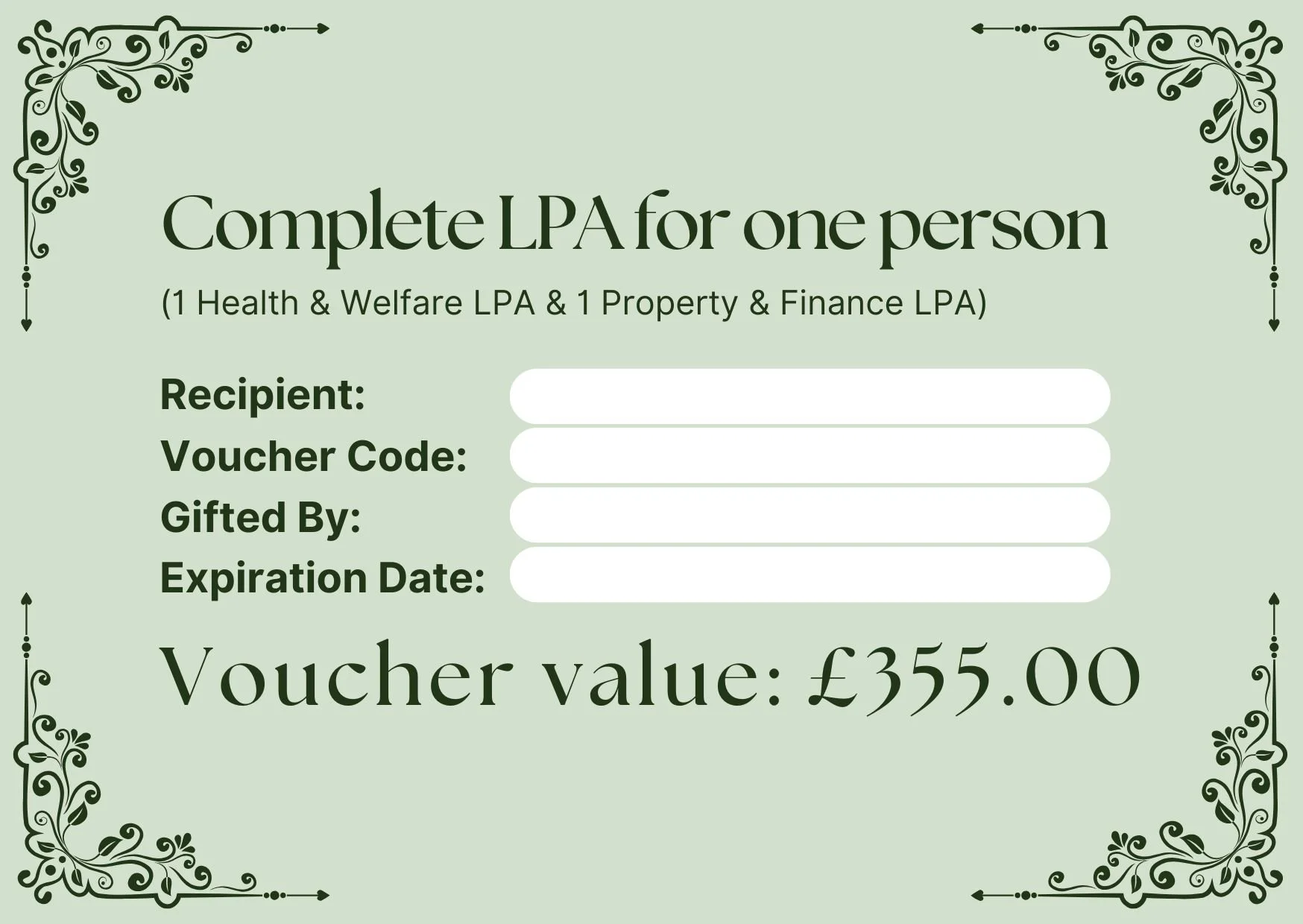 Complete LPA for one person gift voucher