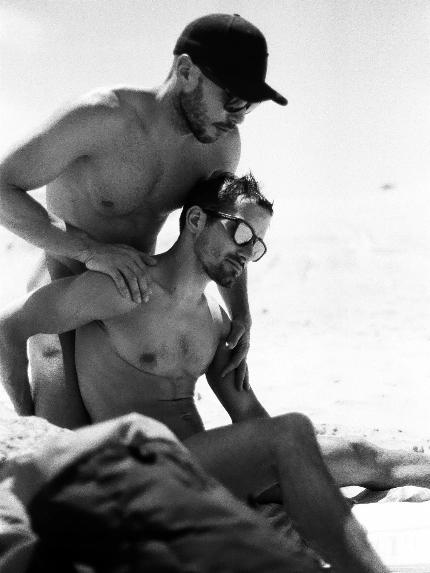 Watched them from a distance -
Somewhere between the waves and the sunset. The ocean was loud,
but somehow their love was louder. 

w/ @juergen_hartl &amp; @nickrobindietrich 

#godsandboys #beachboys #onfilm #summertour