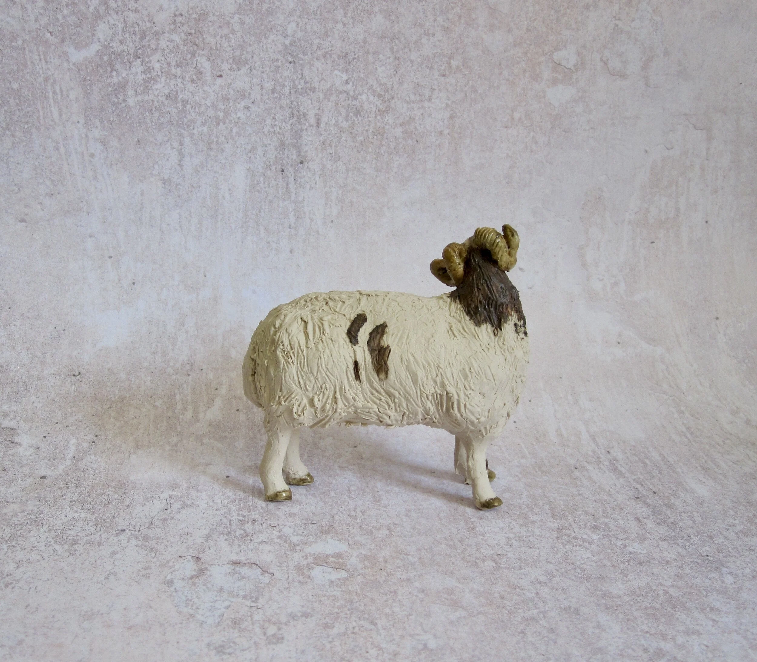 Individual hand sculpted Jacob Sheep back view