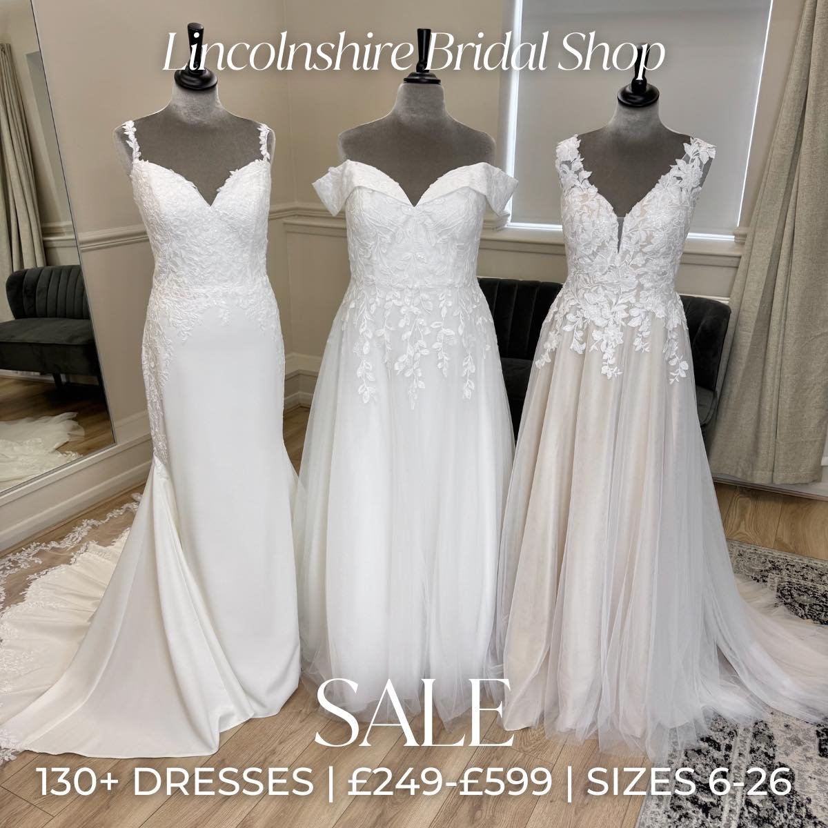 ✨ Our BIGGEST Wedding Dress Sale is on NOW! ✨

Brides-to-be, this is your chance to say YES for LESS! 

▪︎ 130+ stunning sale dresses
▪︎ Prices from just &pound;249 - &pound;599
▪︎ Sizes available from 6 to 26
▪︎ Sale ends Saturday 28th June!

Super 