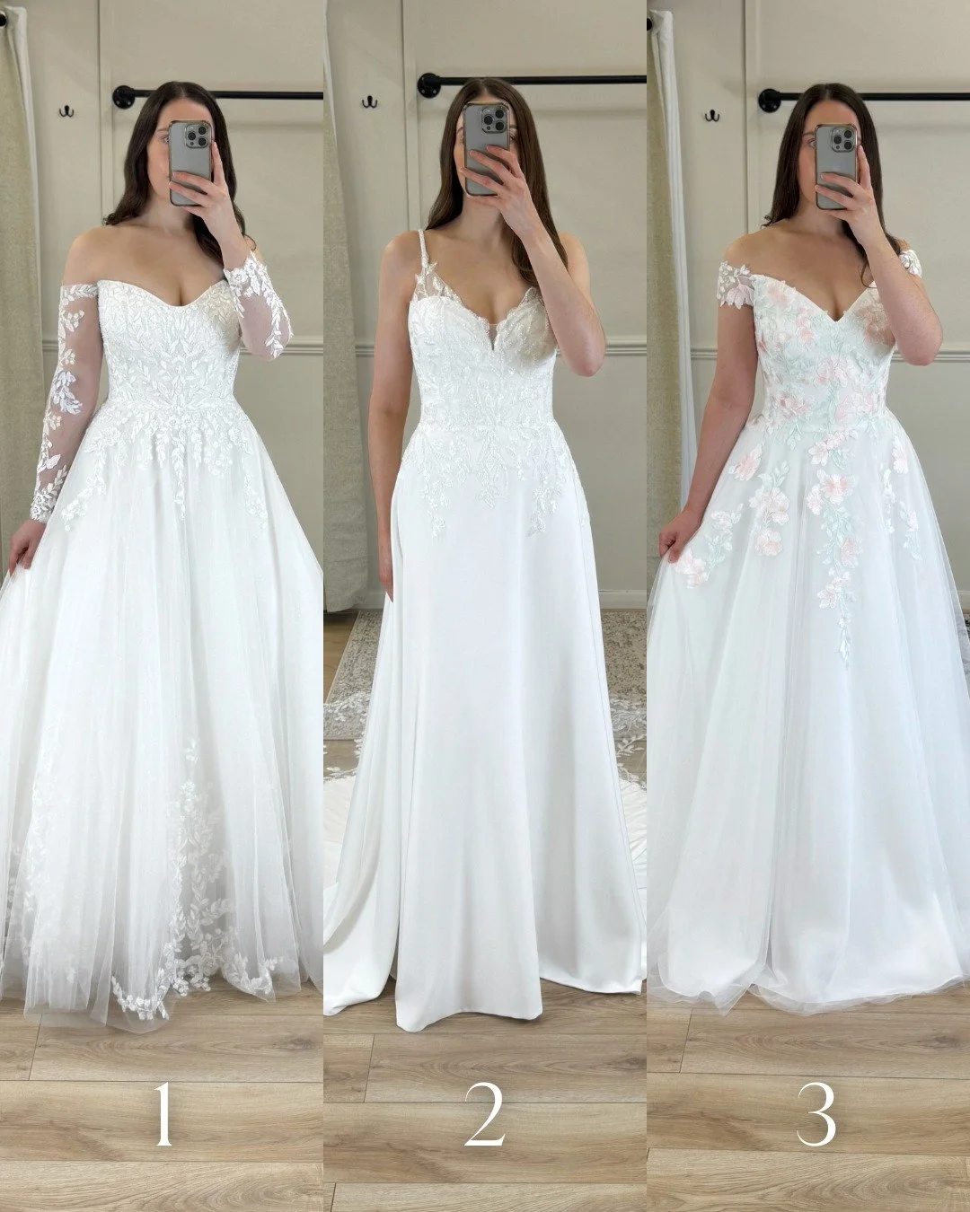 Help us crown the favourite 👑
Vote below &mdash; dress 1, 2 or 3?

#BridalFaves #DressPoll #WeddingDressGoals #BridalBoutiqueUK #LincolnshireBride #EngagedAndExcited #WeddingInspo #BrideLife