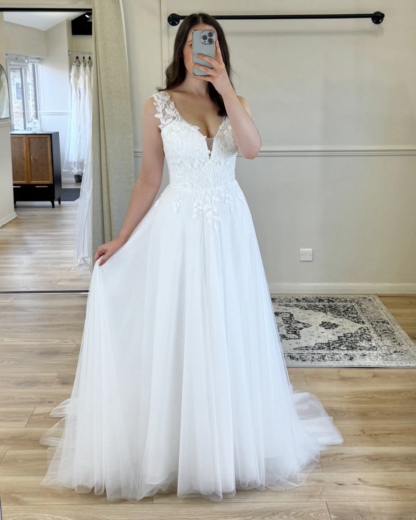 Leafy lace.
Soft tulle.
The dreamiest silhouette.

Meet Autumn 🤍
A flowy A-line with a flattering V-neckline and lace straps.

#NorthLincolnshireBrides #LincolnshireBride #TulleBride #LeafLaceWeddingDress #ALineBride #BridalStyleUK #SayYesToTheDress