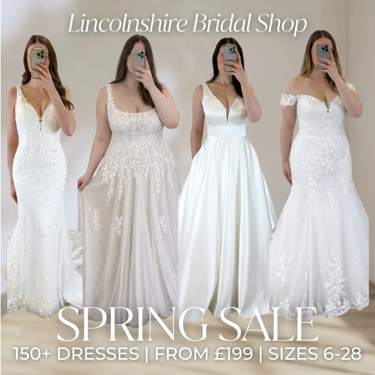 Spring Wedding Dress Sale &ndash; Say YES for LESS! 

Find your dream dress from &pound;199&ndash;&pound;599 ✨

▪️ 150+ gorgeous gowns
▪️ Sizes 6&ndash;28 with lots of plus-size options
⏰ From 18th April until 2nd May &ndash; once they&rsquo;re gone,