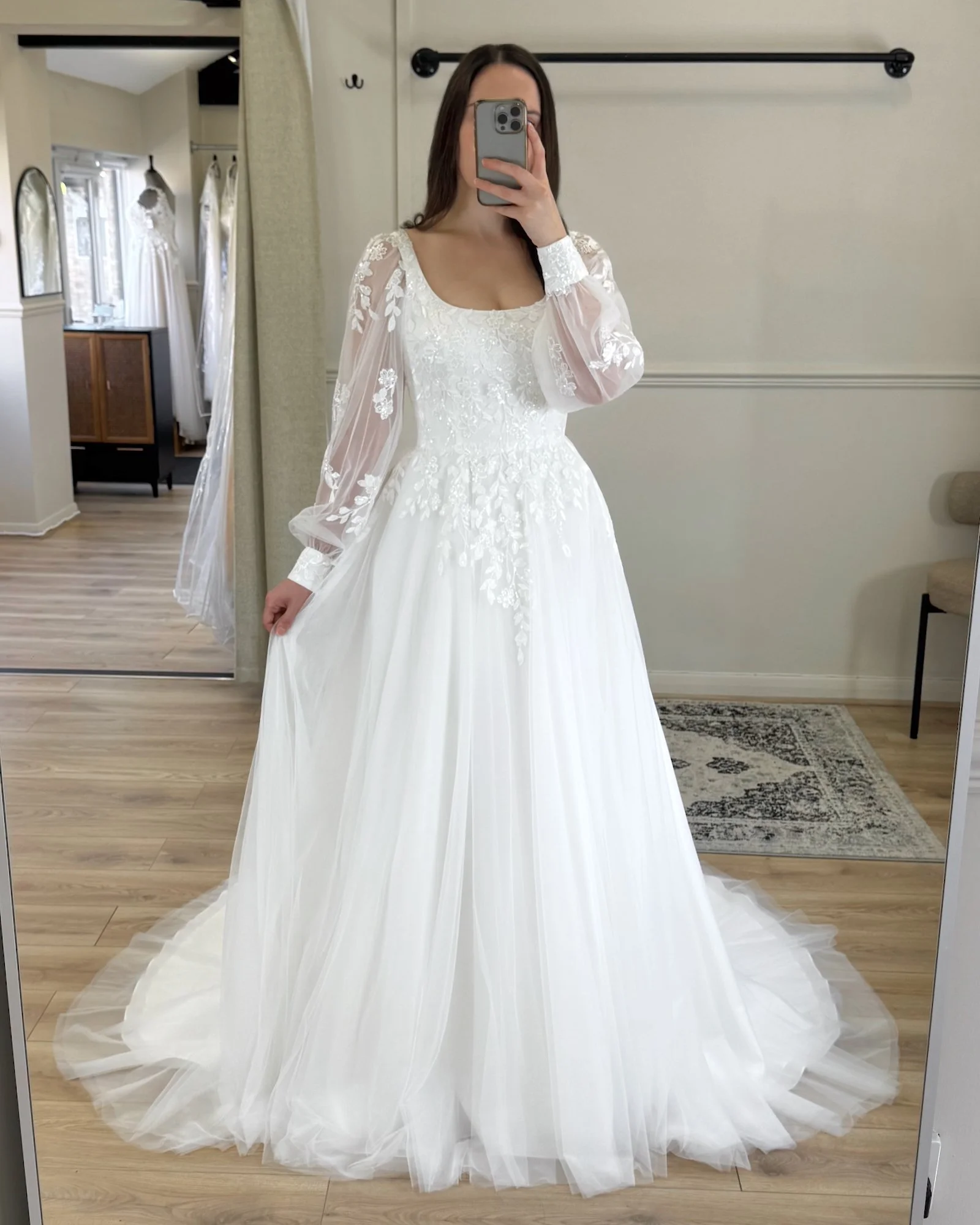 Two looks&hellip; one dress 🤍

Meet Rowan ✨
A soft tulle A-line with the dreamiest sparkle lace bodice &mdash; light, romantic, and effortlessly flattering.

Wear her your way&hellip;
&bull; Keep it classic with the square neckline
&bull; Or add opt