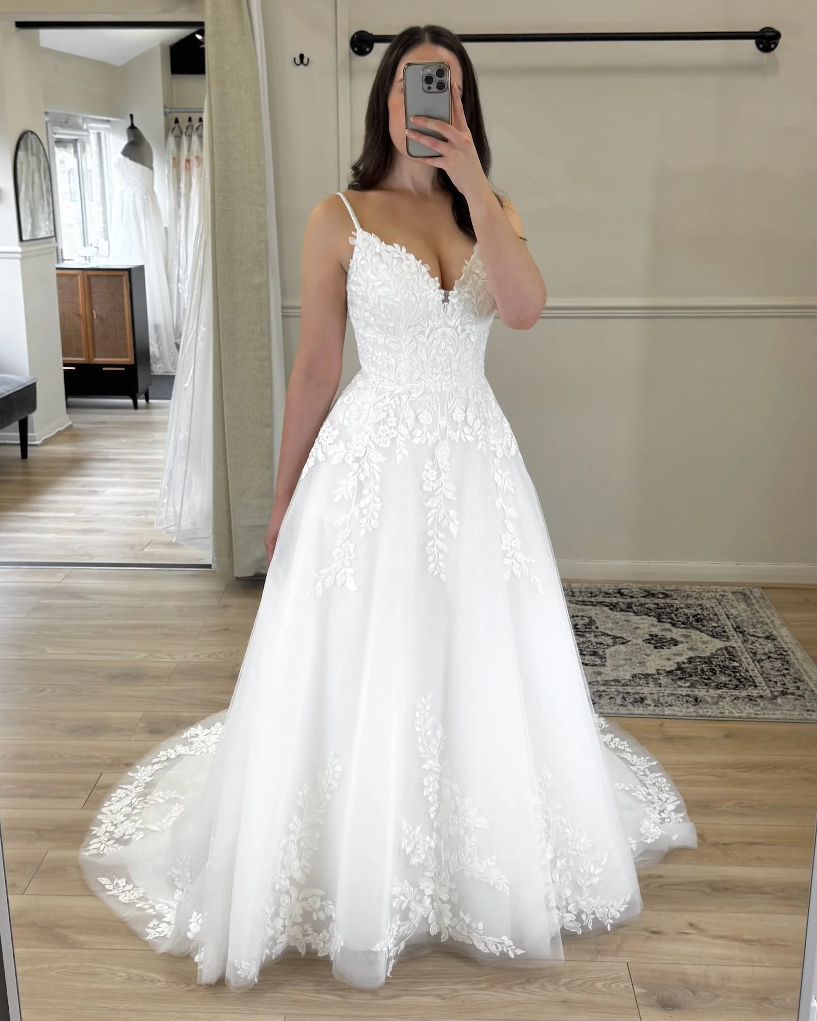 Float down the aisle in something a little bit magical ✨

Mara is all about soft movement and delicate detail &mdash; light tulle, floral lace, and the prettiest finish through the train 🤍

A true romantic at heart&hellip;

#northlincolnshirebride #