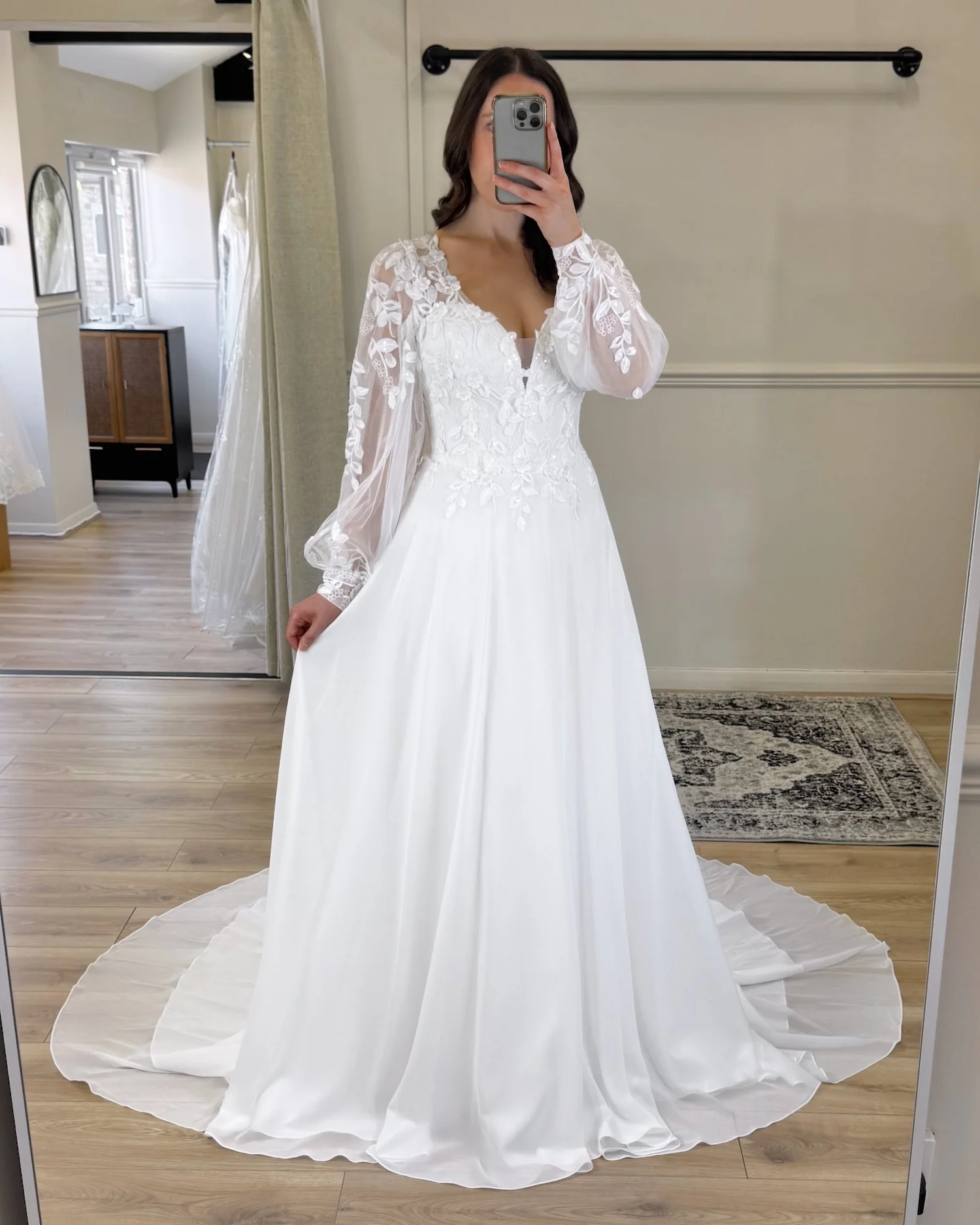 Thalia Plus Size Lace Wedding Dress With Sleeves Plus Size Lace