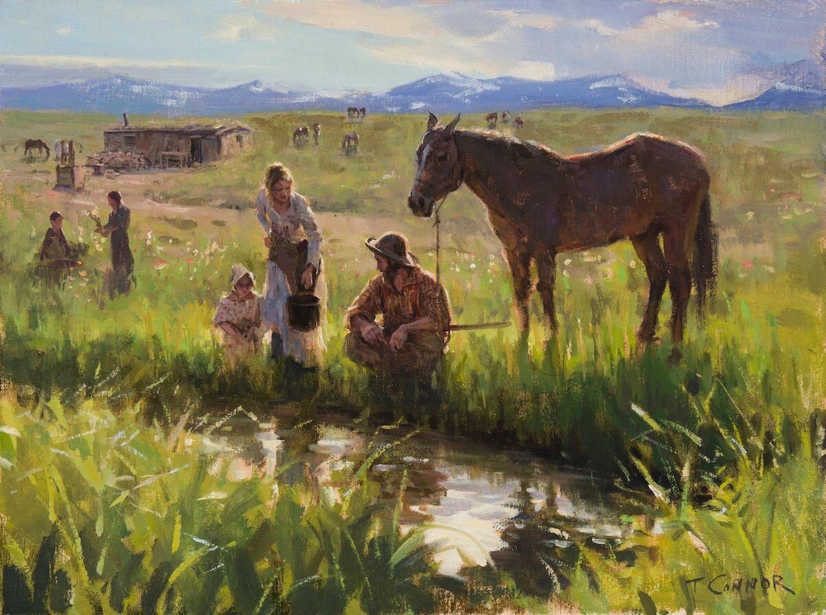  Lead a Horse to Water , 12”x16”, Oil,    Big Sky Arts Council Auction, Montana   , SOLD