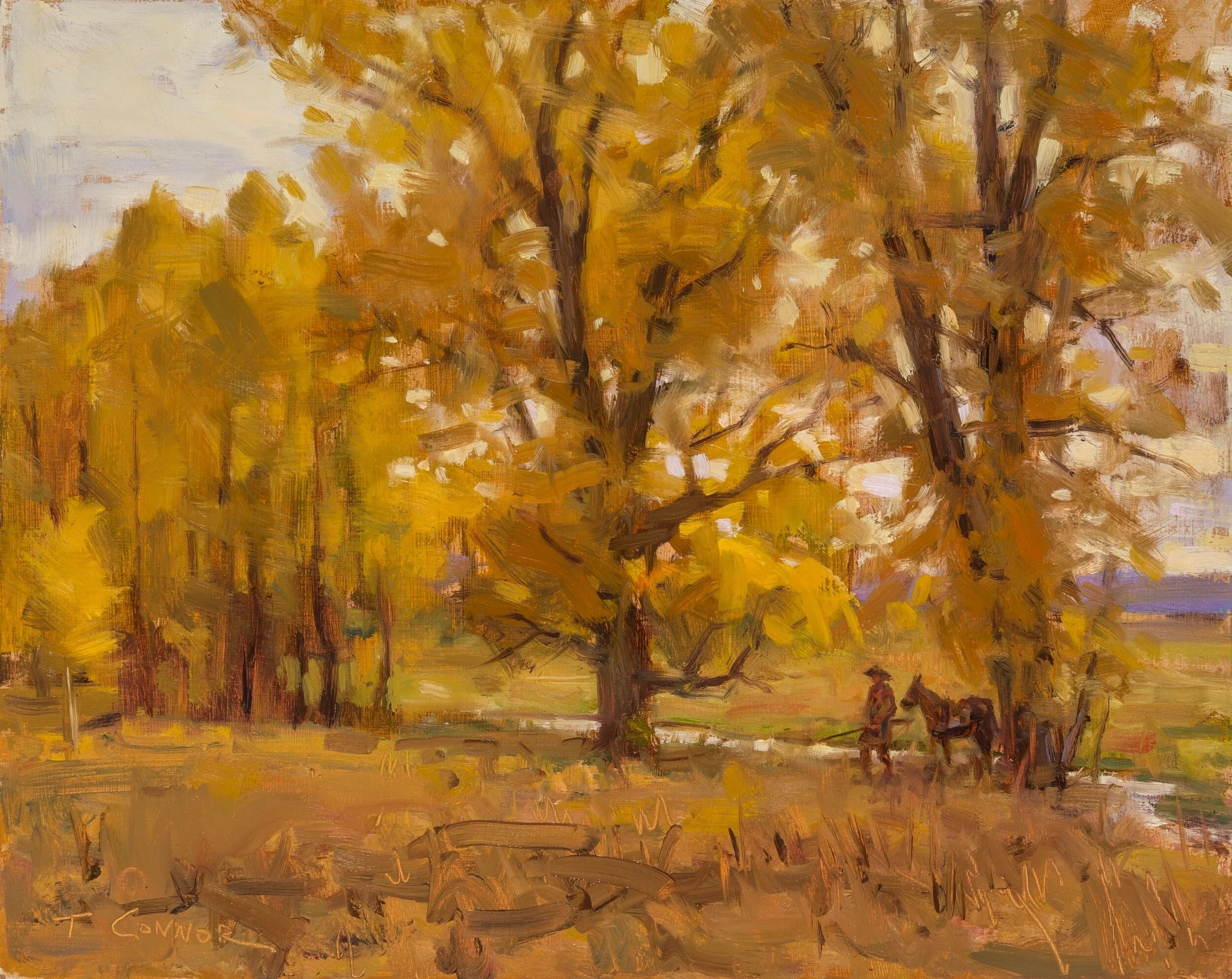 Autumn Cottonwoods,  8"x10" Oil, SOLD