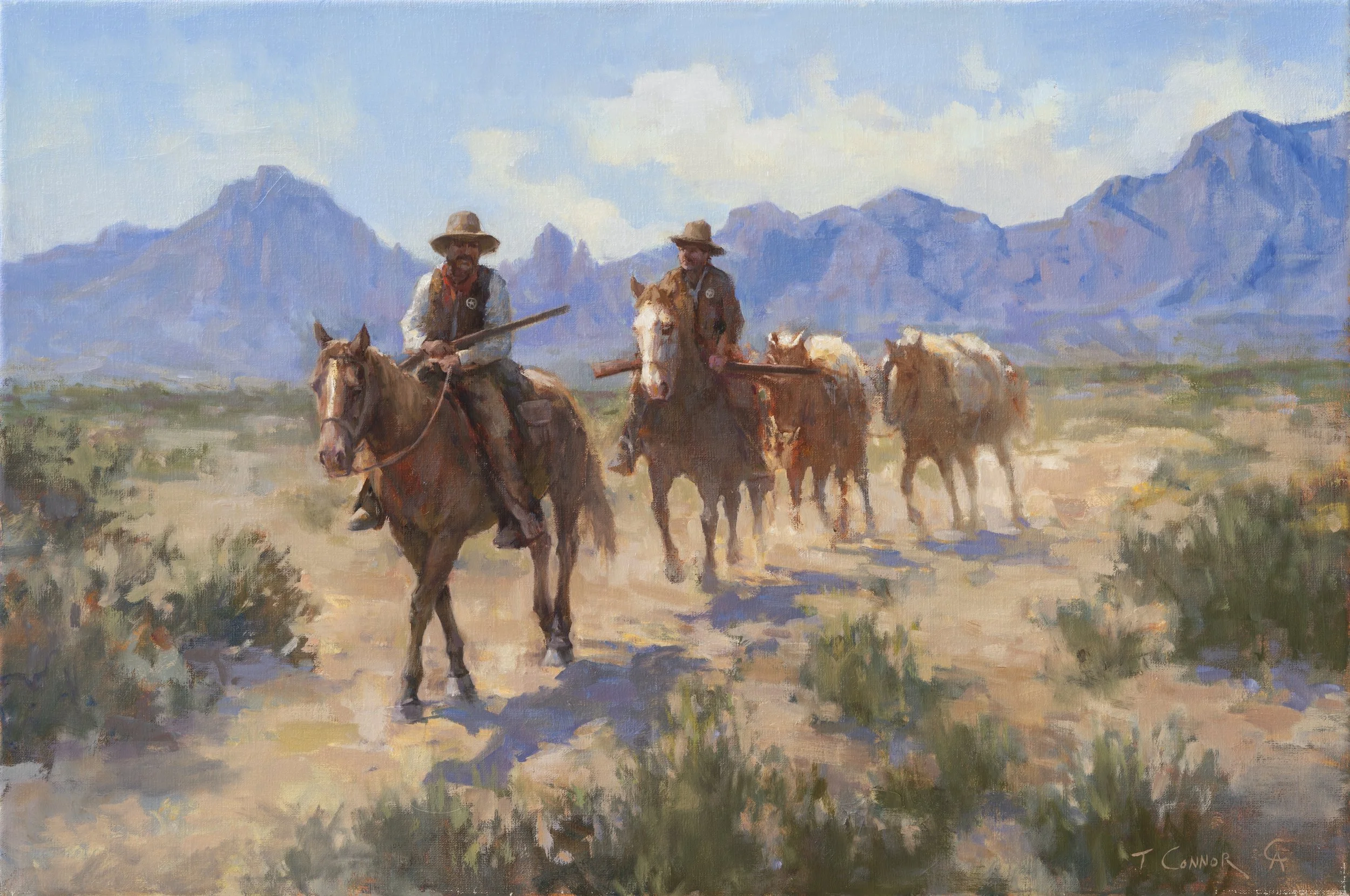 Trailing the Comancheros , 20”x30”, Oil, Available at    Santa Fe Trails
Gallery, Santa Fe