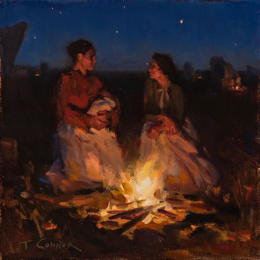 Mother Talk , 6"x6", Oil, SOLD