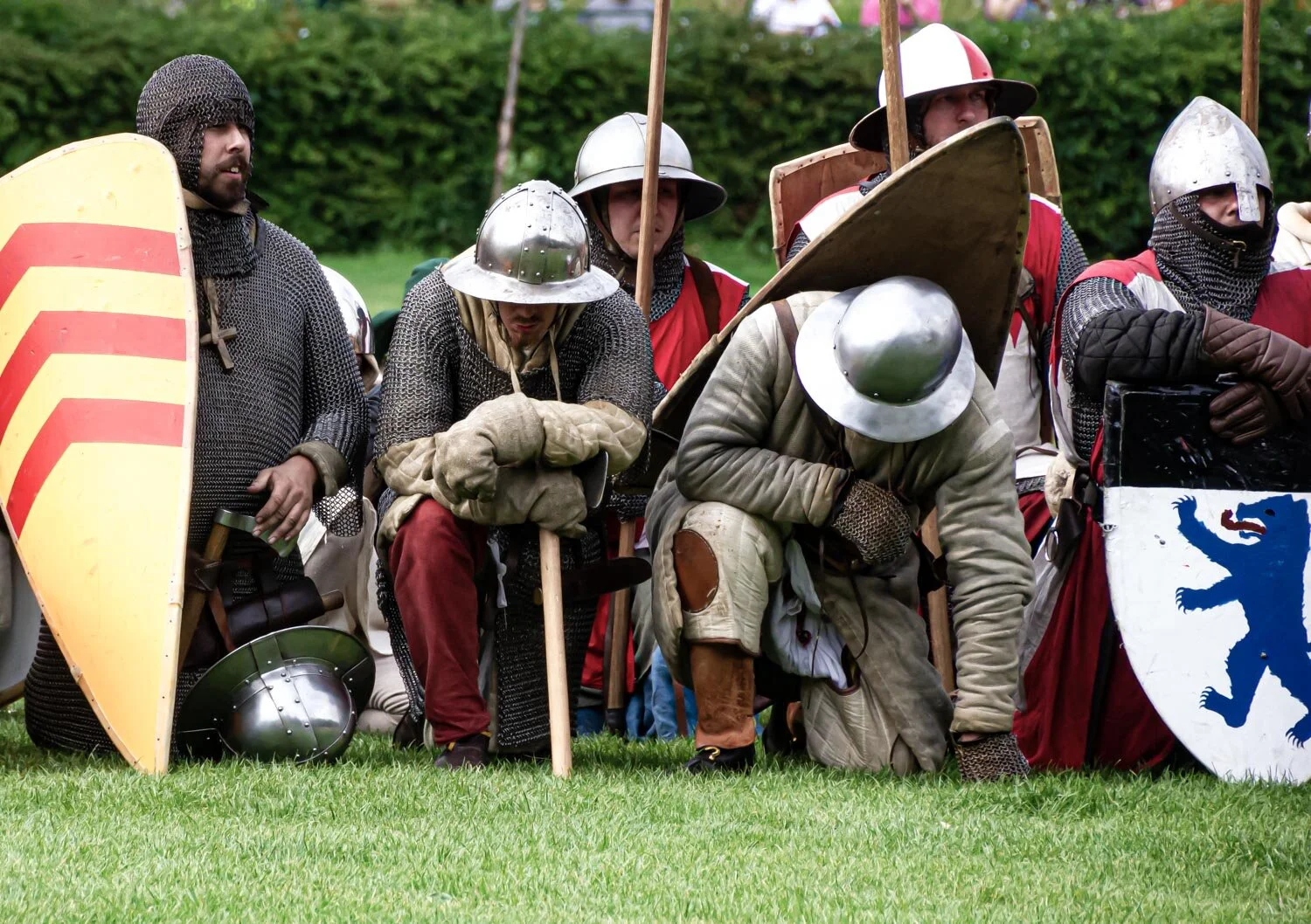 Paying their respects after the re-enactment to the dead from 700 years ago