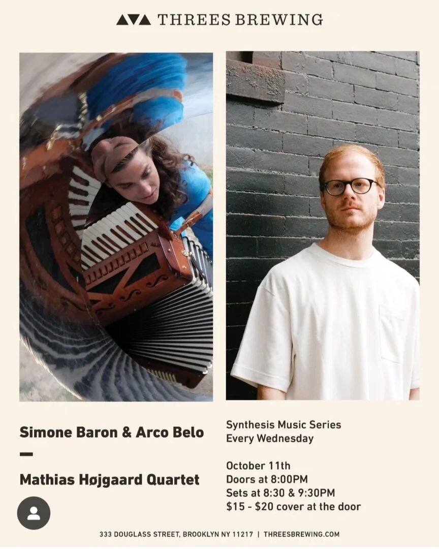 Tomorrow I will be playing music from my upcoming album 'Is As Is' at @threesbrewinggowanus for the Synthesis Music Series curated by @tal_yahalom. 
The band features some of my favorite musicians: @jacobsacksmusic, @stevencrammer and @david.mirarchi