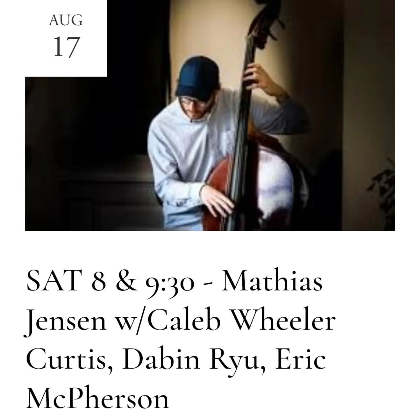 In a few days I'll be back in NYC after a great summer in Europe. I playing some shows coming up I'm very excited for! 
On August 17th at 8pm I'm bringing a quartet to @barbayeux featuring @calebwcurtis @dabinryumusic and #ericmcpherson! 

I'll make 