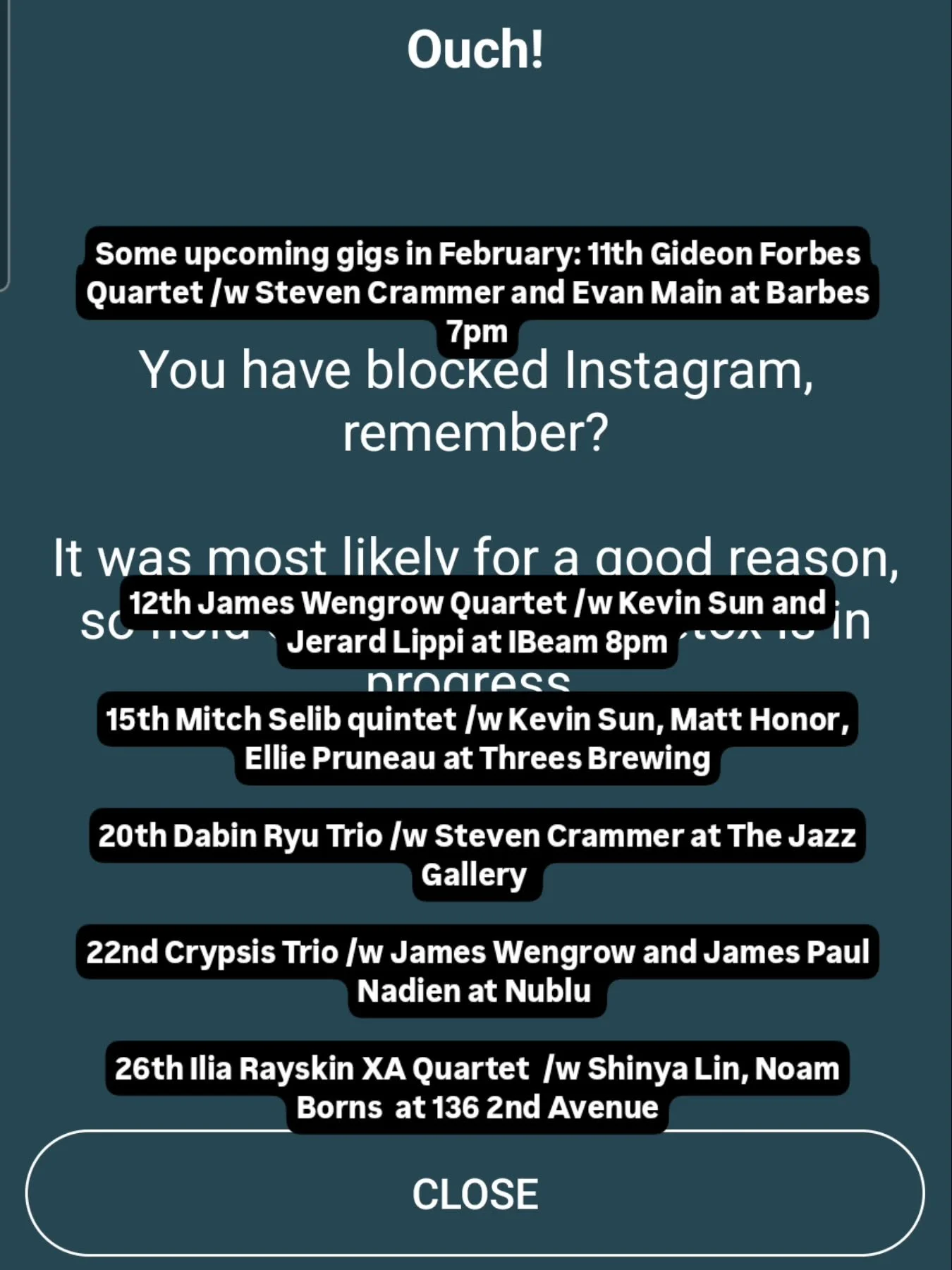 Some upcoming gigs this month! First one is tonight at Barbes and it will be a good one!! 
#digitaldetox