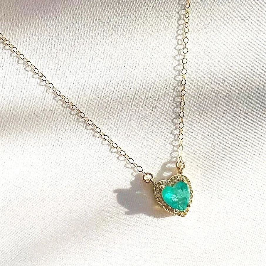 Emerald Green Heart Necklace