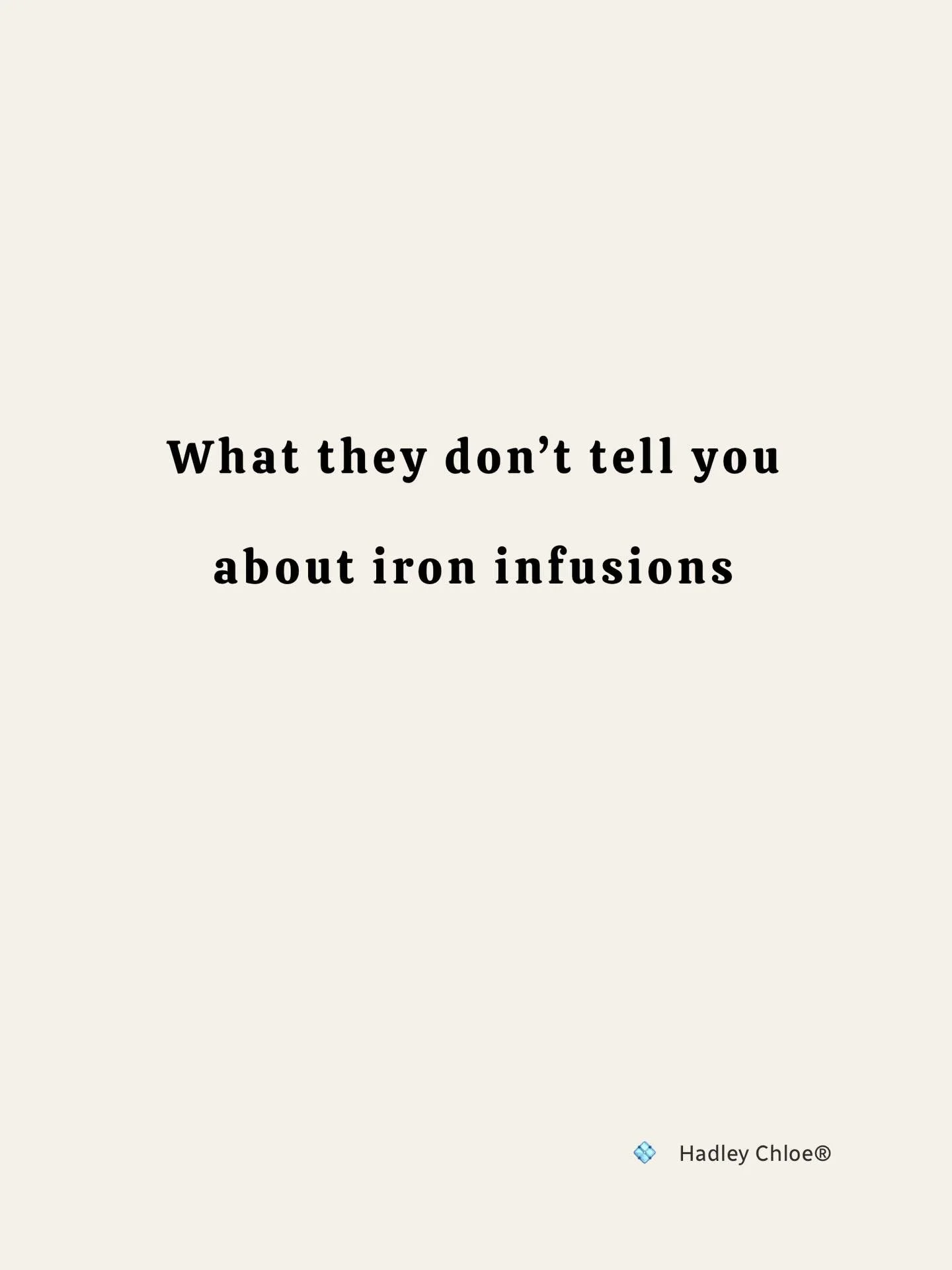 You&rsquo;d think an iron infusion would be simple.

Just&hellip; replacing what&rsquo;s low.

But it&rsquo;s not that straightforward.

The first 12&ndash;24 hours can feel off -
wired but exhausted,
restless sleep,
a little nauseous,
hungry&hellip;