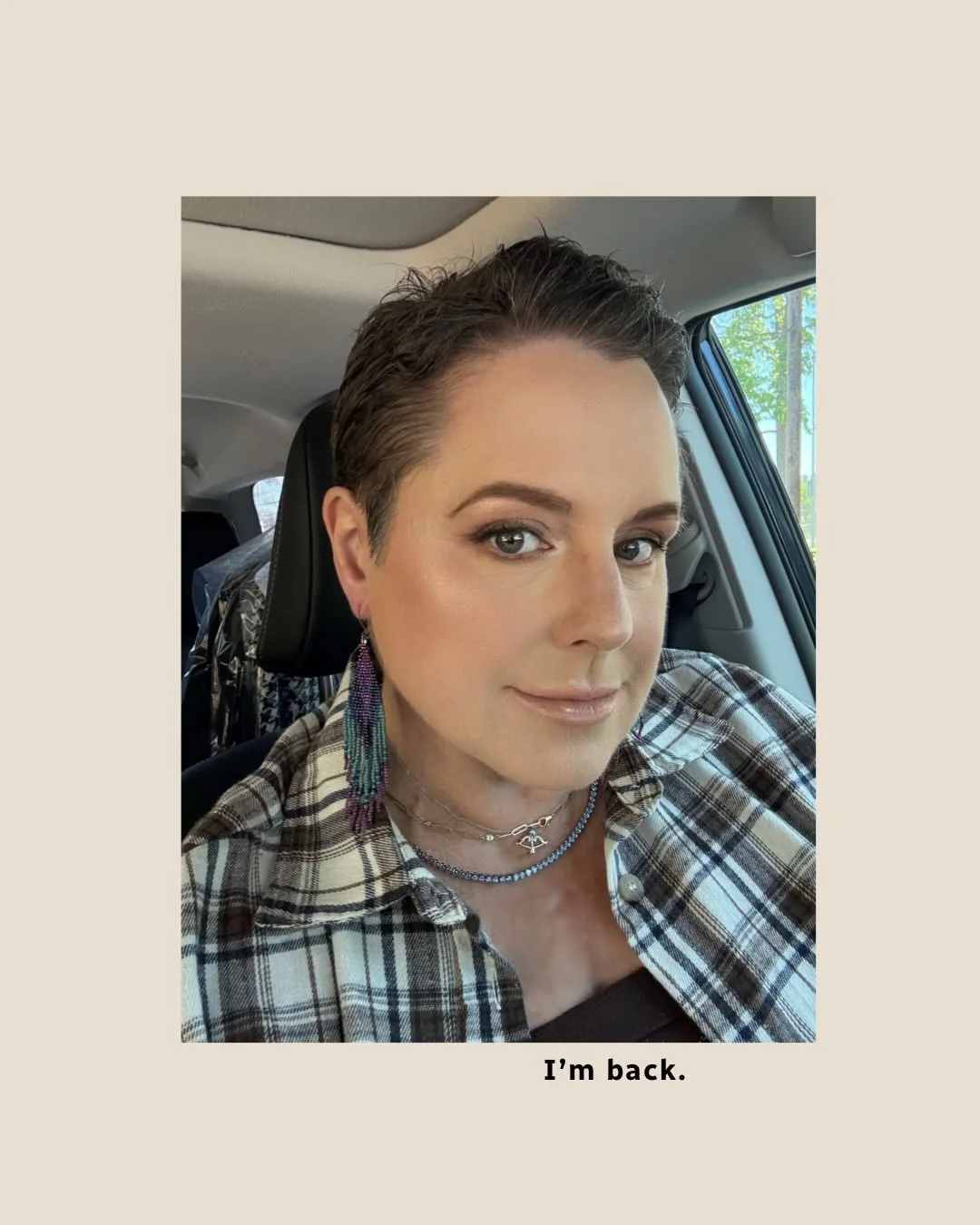 Before cancer, I wore dramatic statement earrings constantly.
They were part of my style. Part of me.

Then, about a week after my diagnosis, Tony gave me a pair of princess cut diamond studs for our 9th anniversary.

And somehow&hellip; those earrin