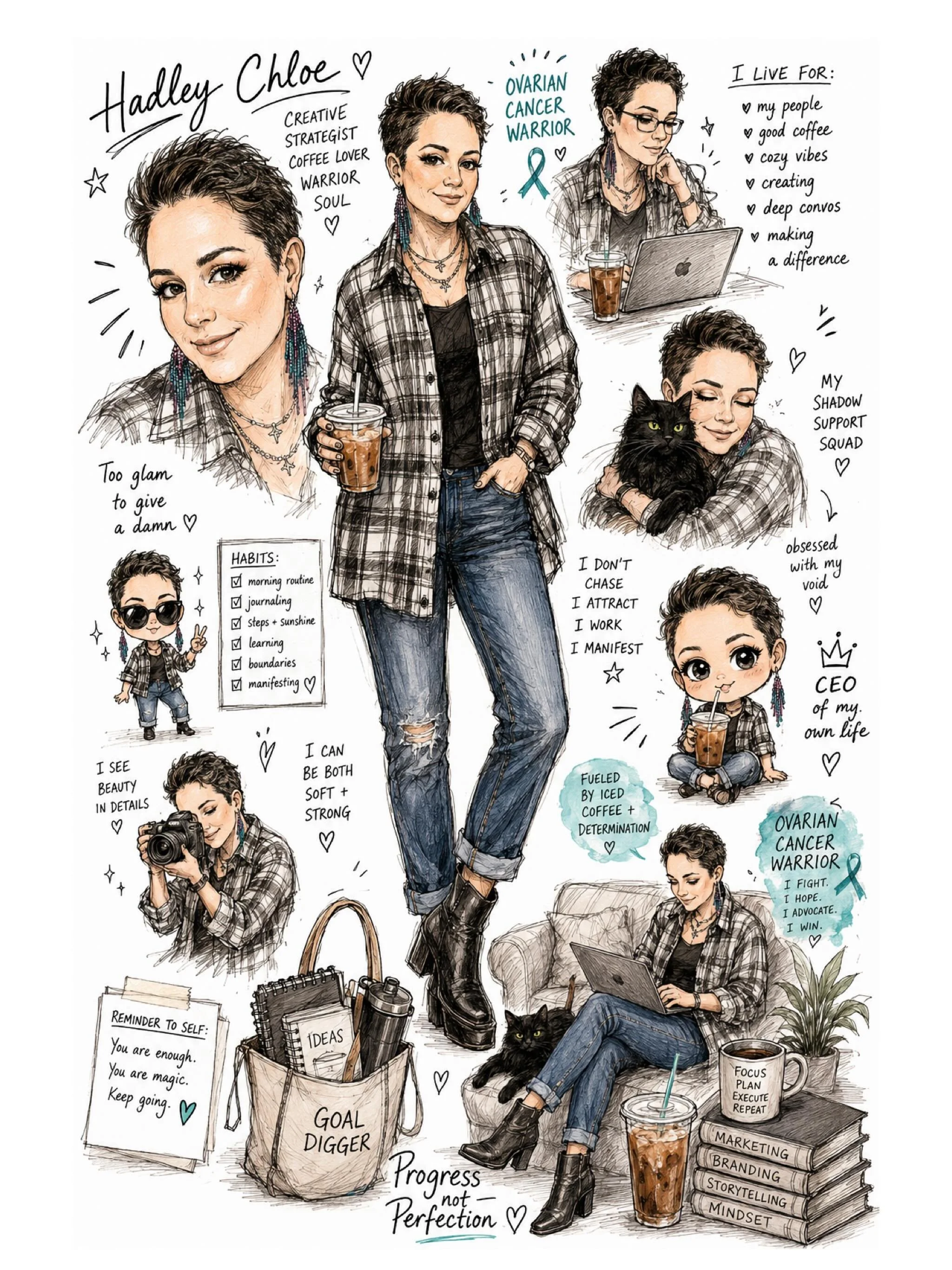 Too glam to give a damn&hellip;
but deeply attached to iced coffee, creativity, and my black cat. 🖤☕✨

This might be the most accurate representation of me ever 😂

&darr; I put how I made this in the comments because so many people asked ✨

#hadley