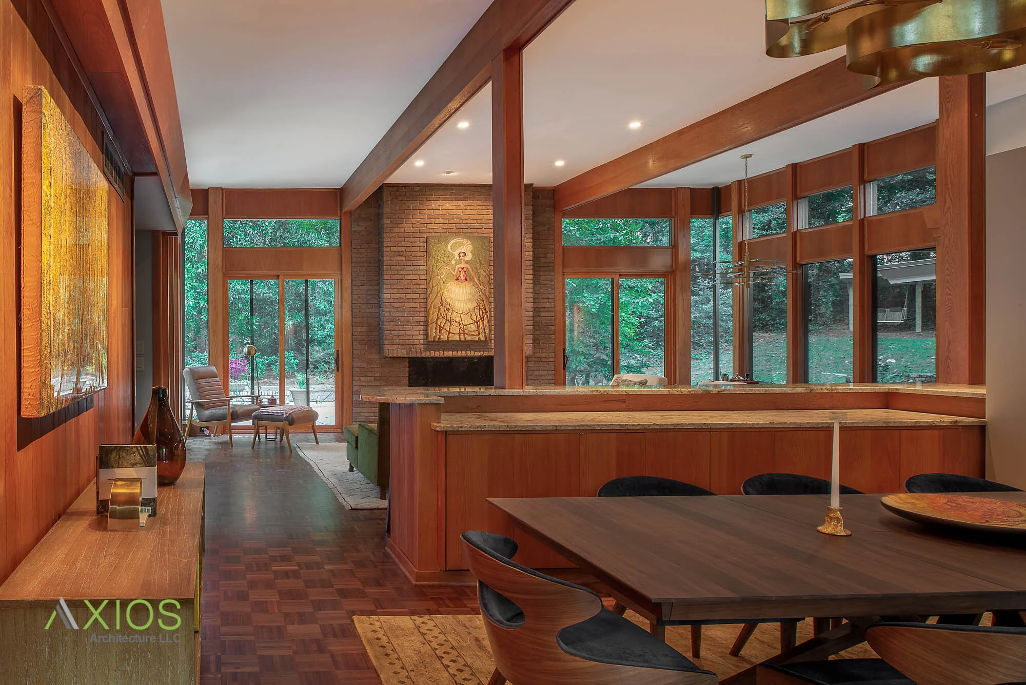 sophisticated kitchen space easily blends into living room