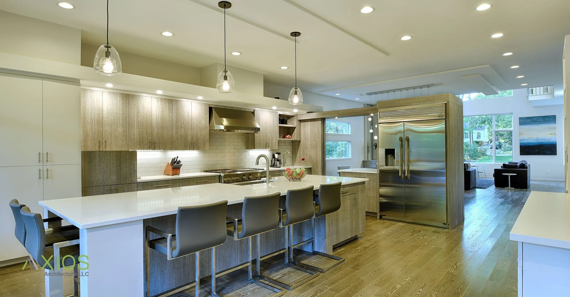 sleek interior kitchen in livable, modern home