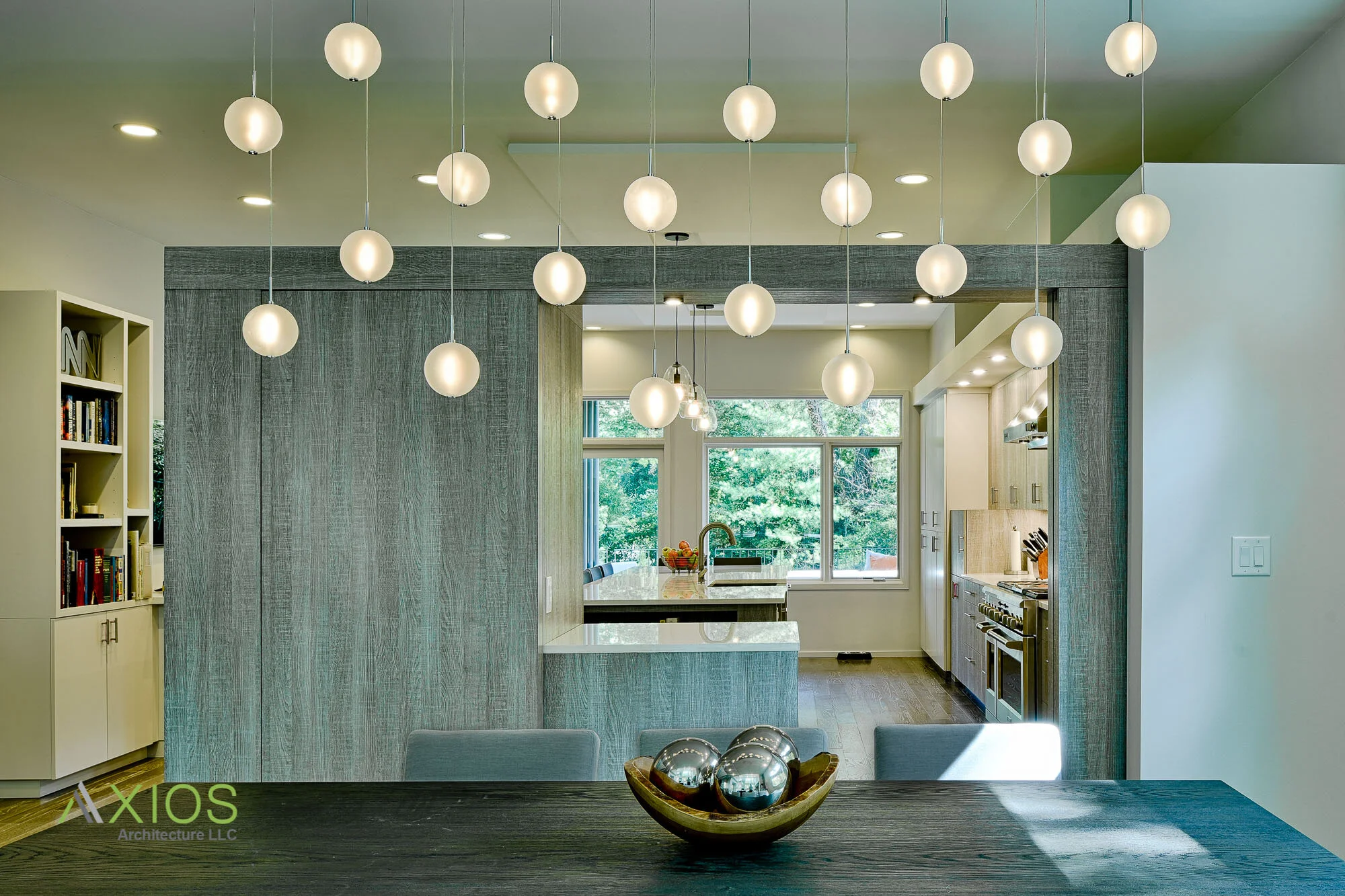 lighting fixture opens up interior space