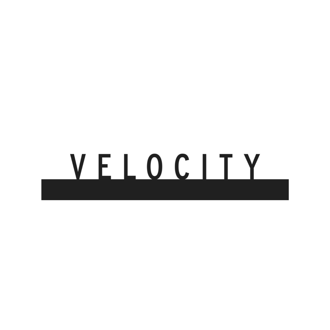 Logo with a stylized vector arrow and the word 'VELOCITY' in uppercase.