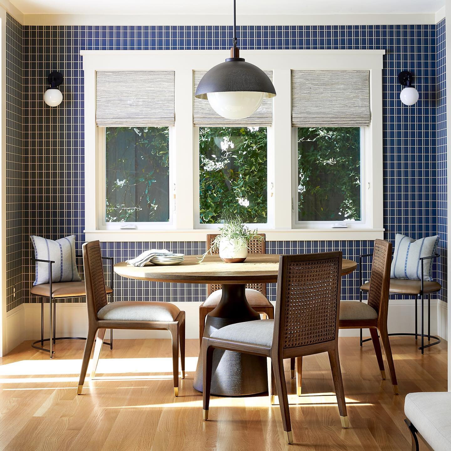 Wow! Thank you so much @homesandgardensuk for the lovely feature! [link in bio]  If I have to pick just one space, this Dining Room is definitely my favorite. I love how the windowpane wallpaper brings interest to the limited wall space, and the comb
