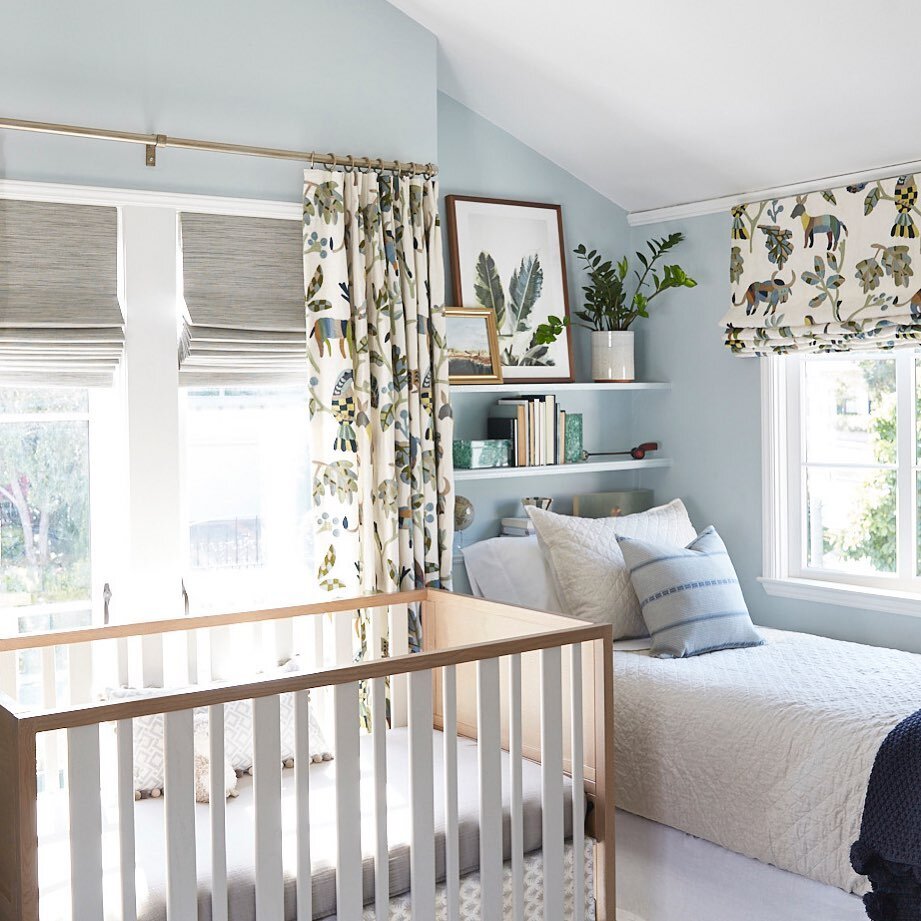 Thank you @cahomeanddesign for sharing my house tour! [Link in profile] This shot is from my son&rsquo;s nursery. My original plan went entirely out the window as soon as I set eyes on this playful embroidered fabric from @cowtanandtout 

Photo by @l