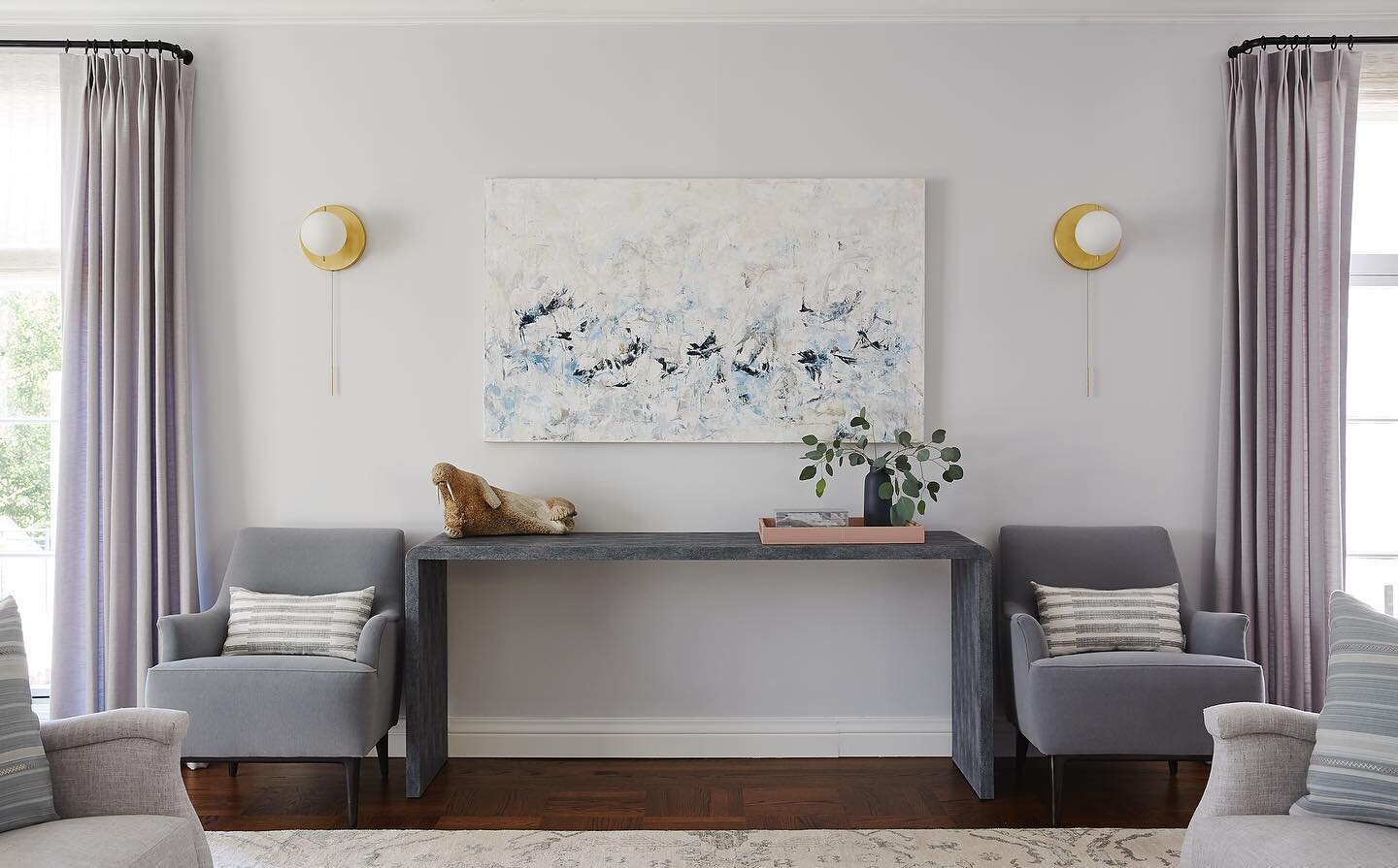 Something about symmetry I find so, so soothing. This large, layered, living room called for multiple seating groups, and building around a central seating arrangement allowed us to do that in a way that is both functional and beautiful. &mdash;&gt; 