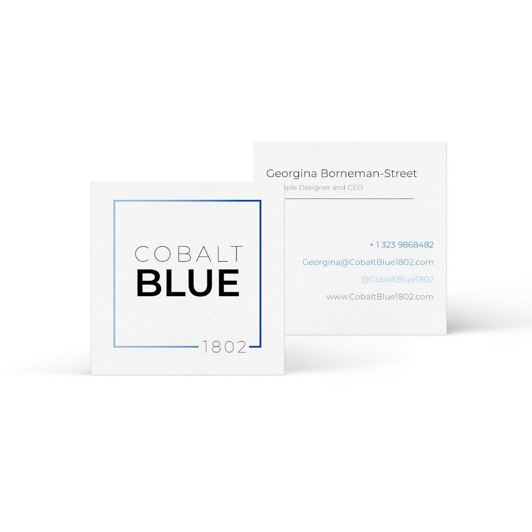 Square business cards! ⁠
Nifty, right?! ⁠
⁠
When working on the brand refresh for @cobaltblue1802 we were asked to design some business cards that were different yet classy. ⁠
⁠
After a few design iterations, we finished with a subtle linen texture c