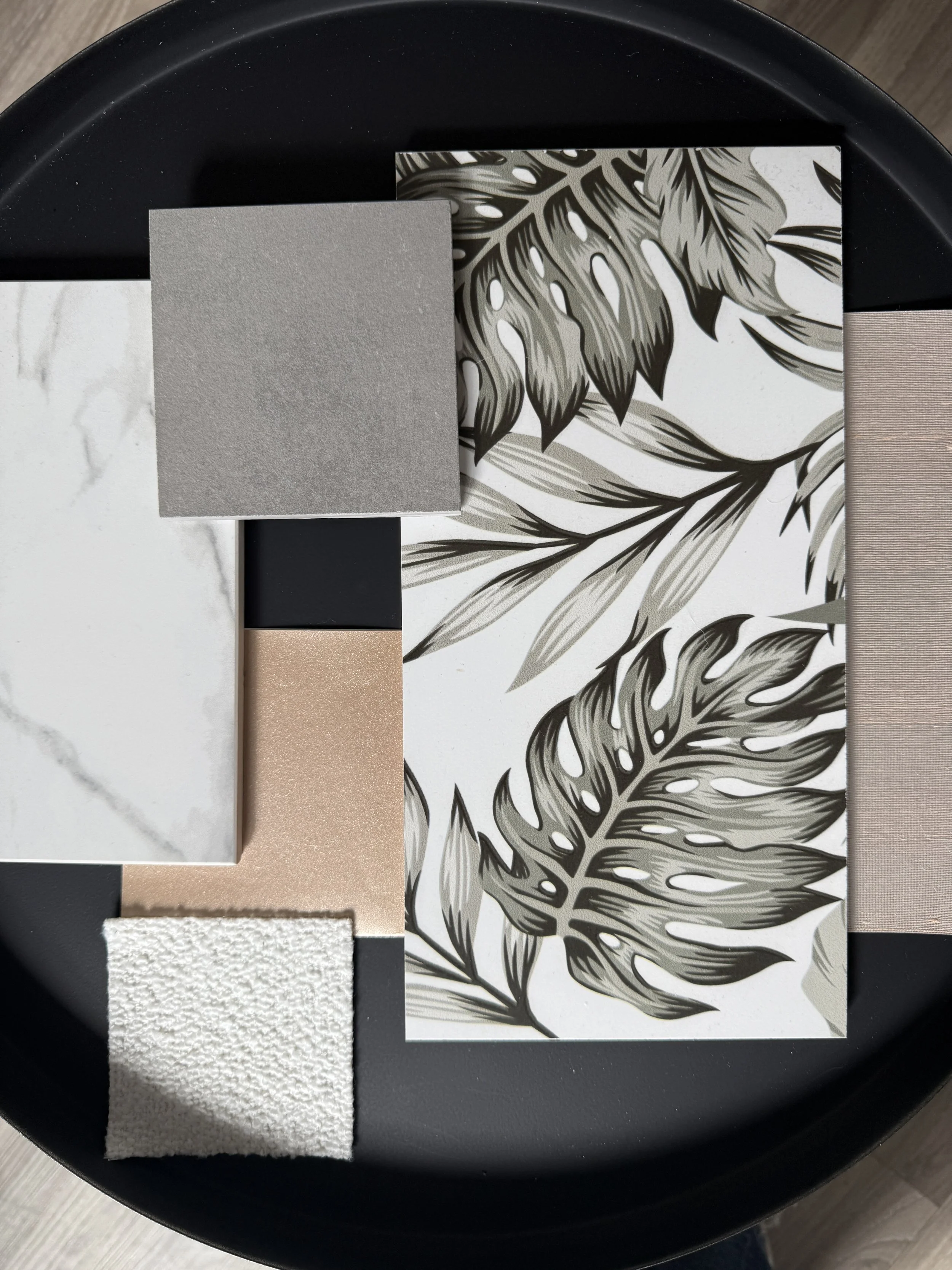 Close-up of Fabric, Wood, and Finish Samples