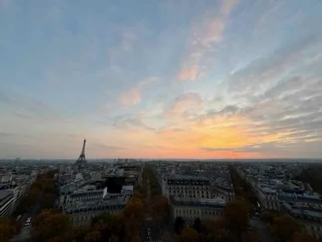 Paris Rooftops at Sunset — Eiffel Tower Silhouette