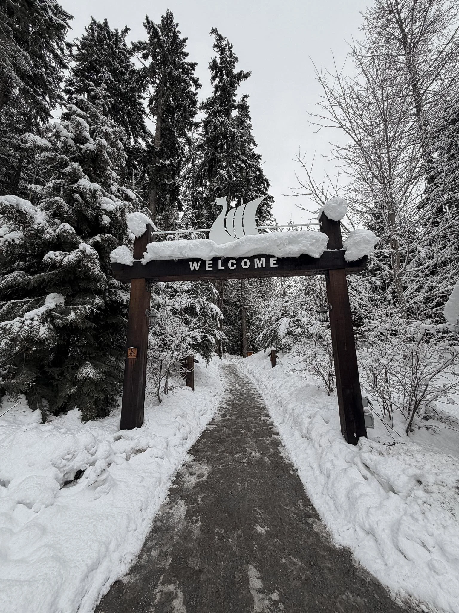Snowy Forest Path Near Scandinave Spa Whistler