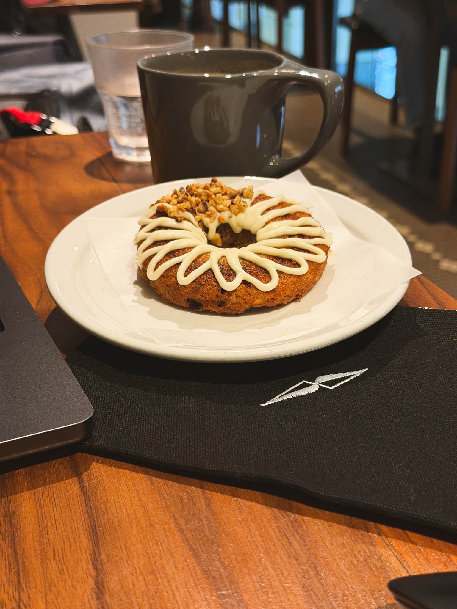 Cozy Vancouver Café Coffee and GF Carrot Cake Donut