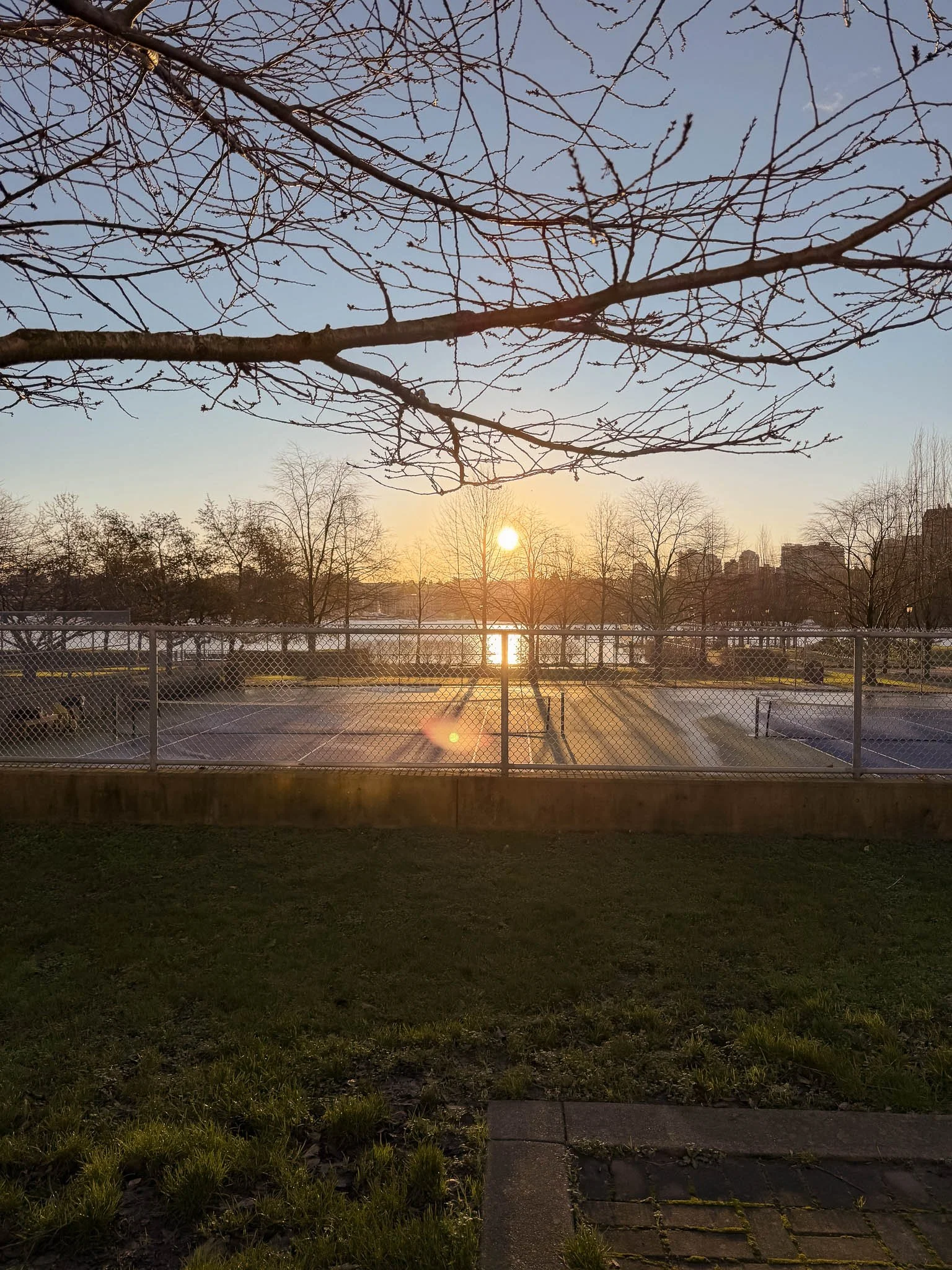 Winter Sunrise Over Vancouver Tennis Courts