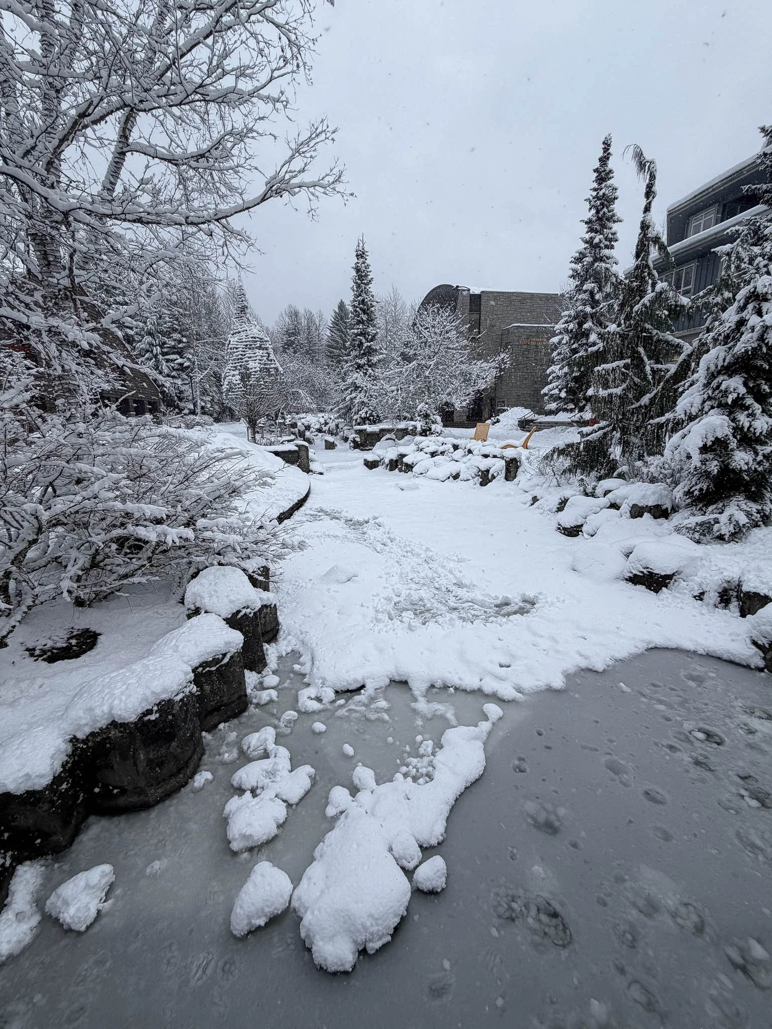 Quiet Winter Village Stream in Whistler