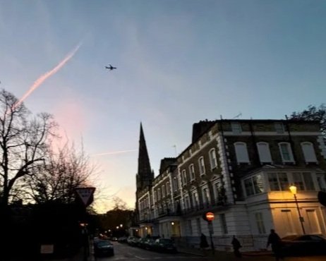 Classical London façade with winter sky
