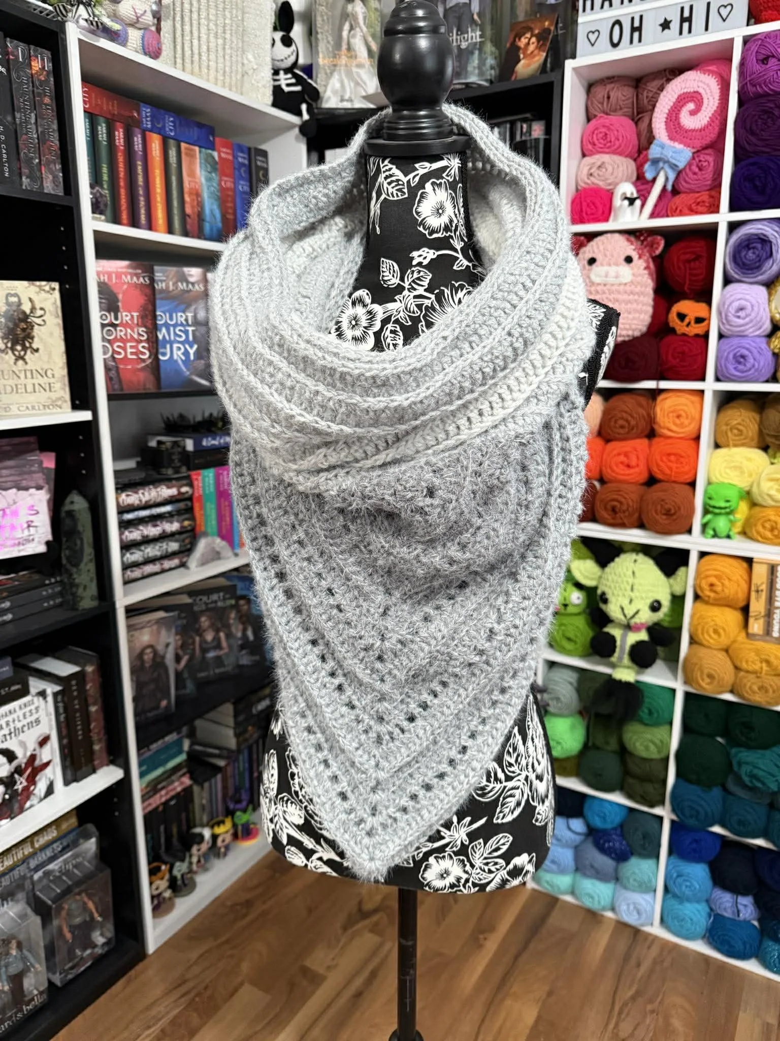 Soft & Cozy Wild Oleander Hooded Scarf - GREY