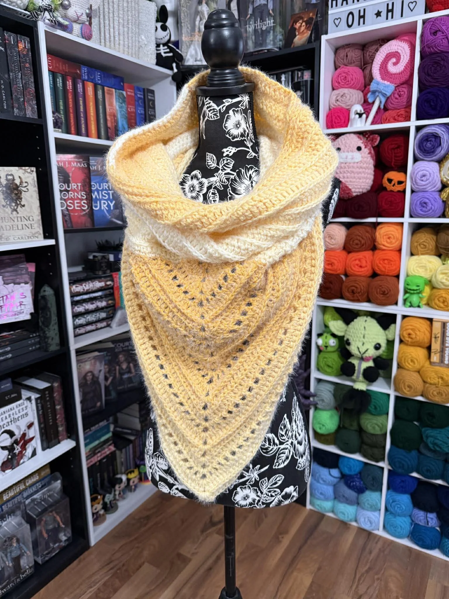 Soft & Cozy Wild Oleander Hooded Scarf - YELLOW