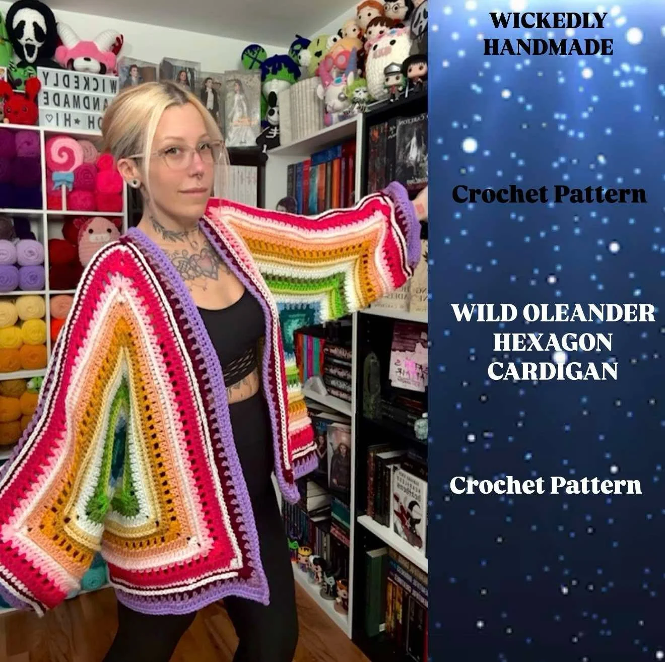 CROCHET PATTERN* - Wild Oleander Hexagon Cardigan - *CROCHET 