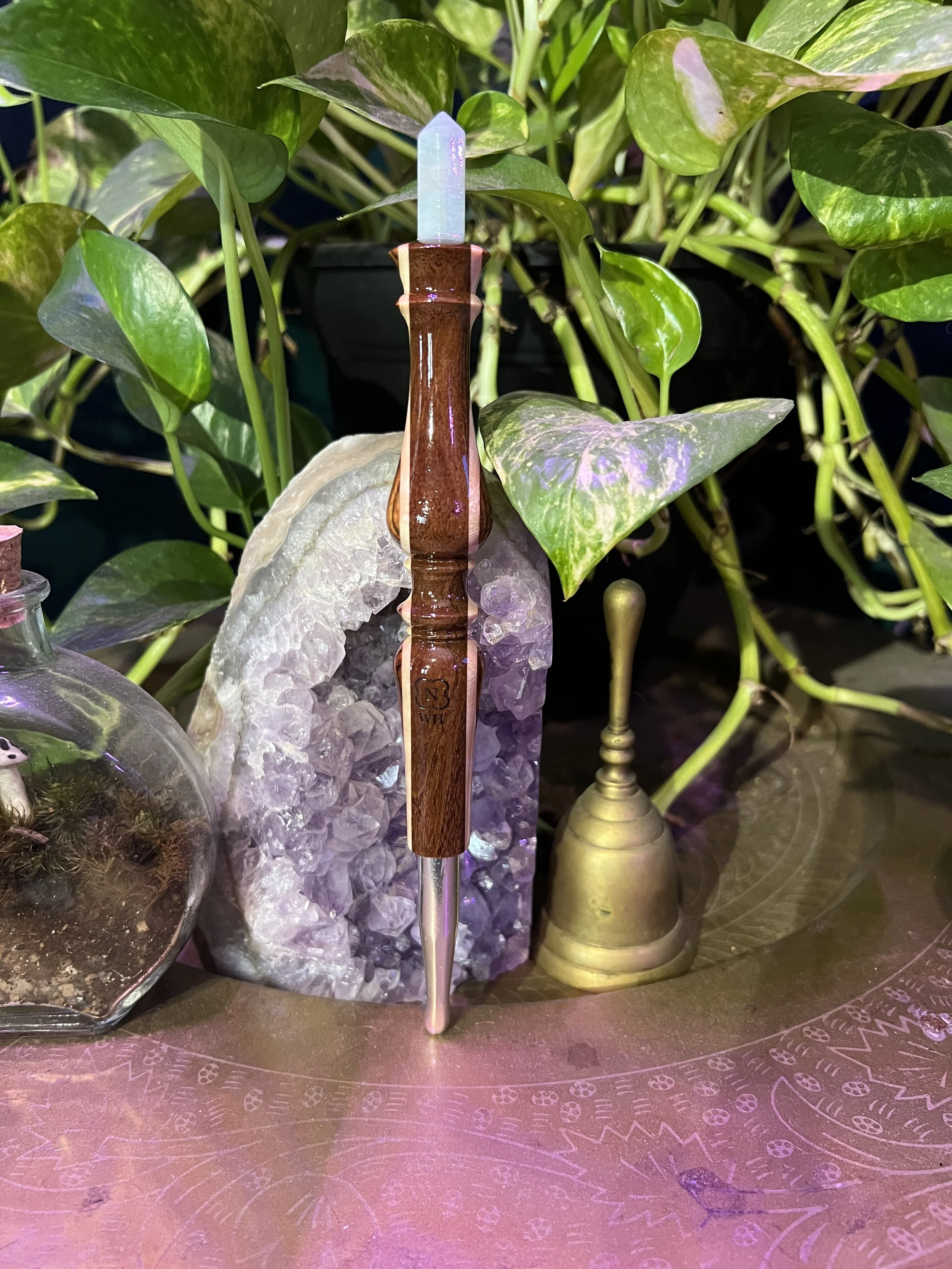 N 10mm Crystal Topped Wooden Crochet Hook (Metal Neck) *RTS* 118