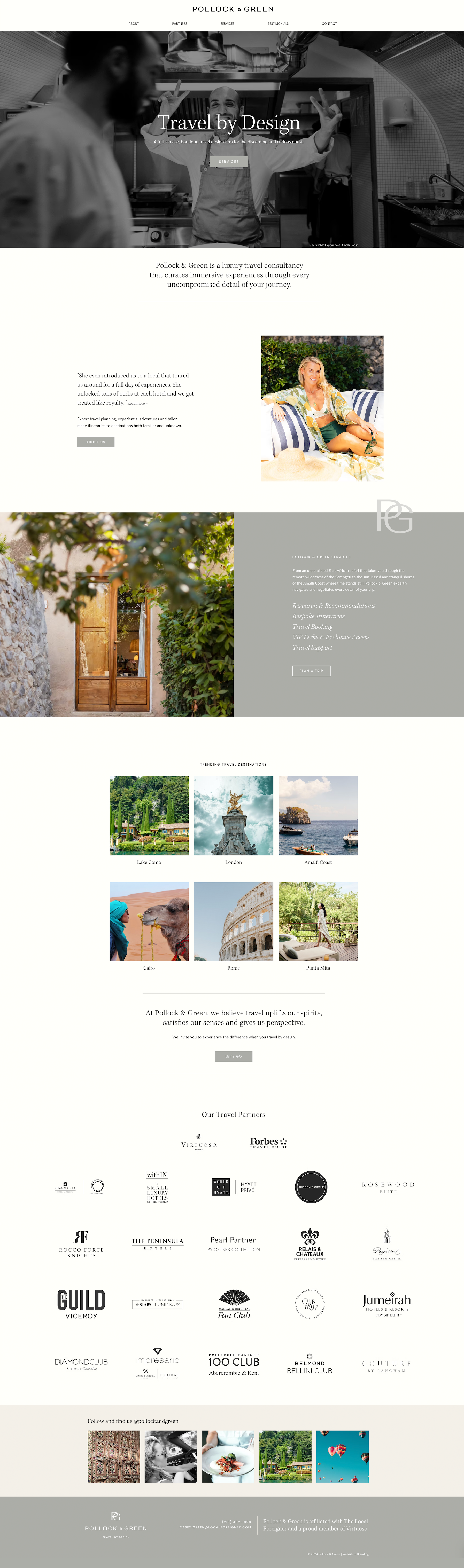Pollock & Green Travel Advisors logo and brand identity by Kelston
