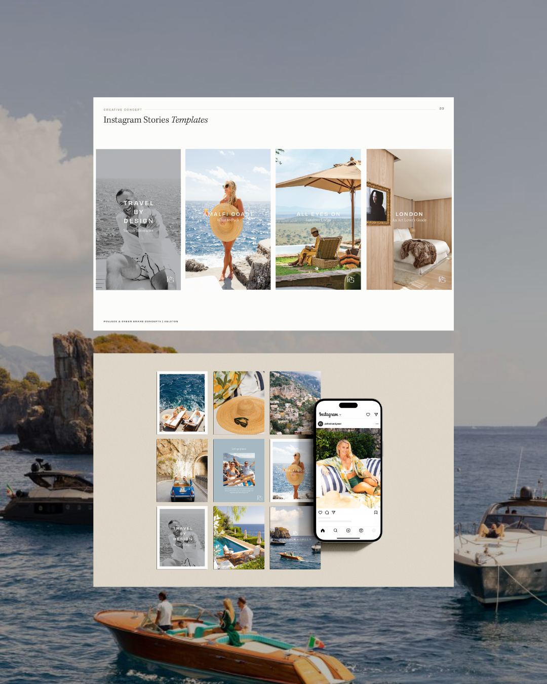 Pollock & Green Travel Advisors logo and brand identity by Kelston