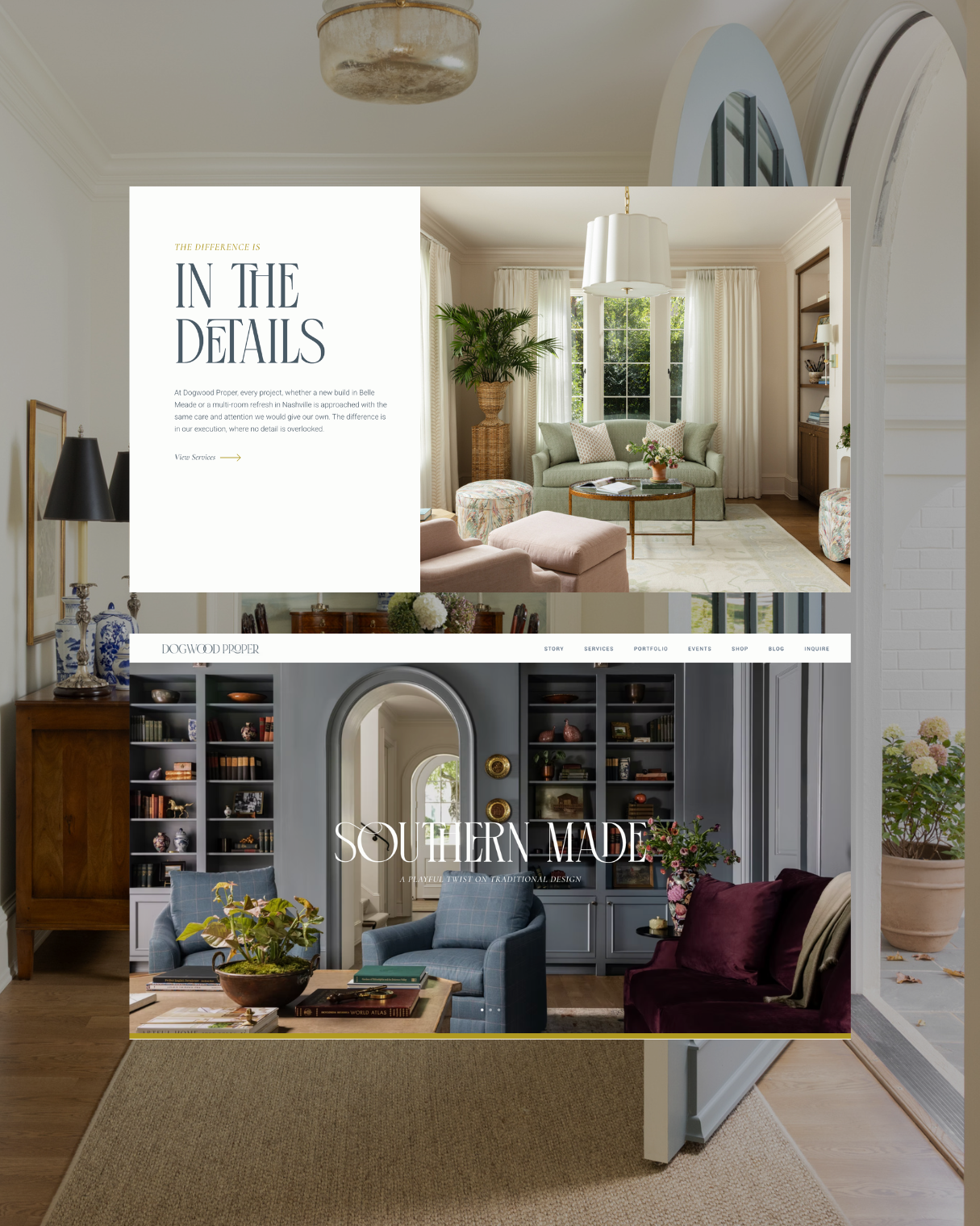 Dogwood Proper luxury interior design website and brand design by Kelston