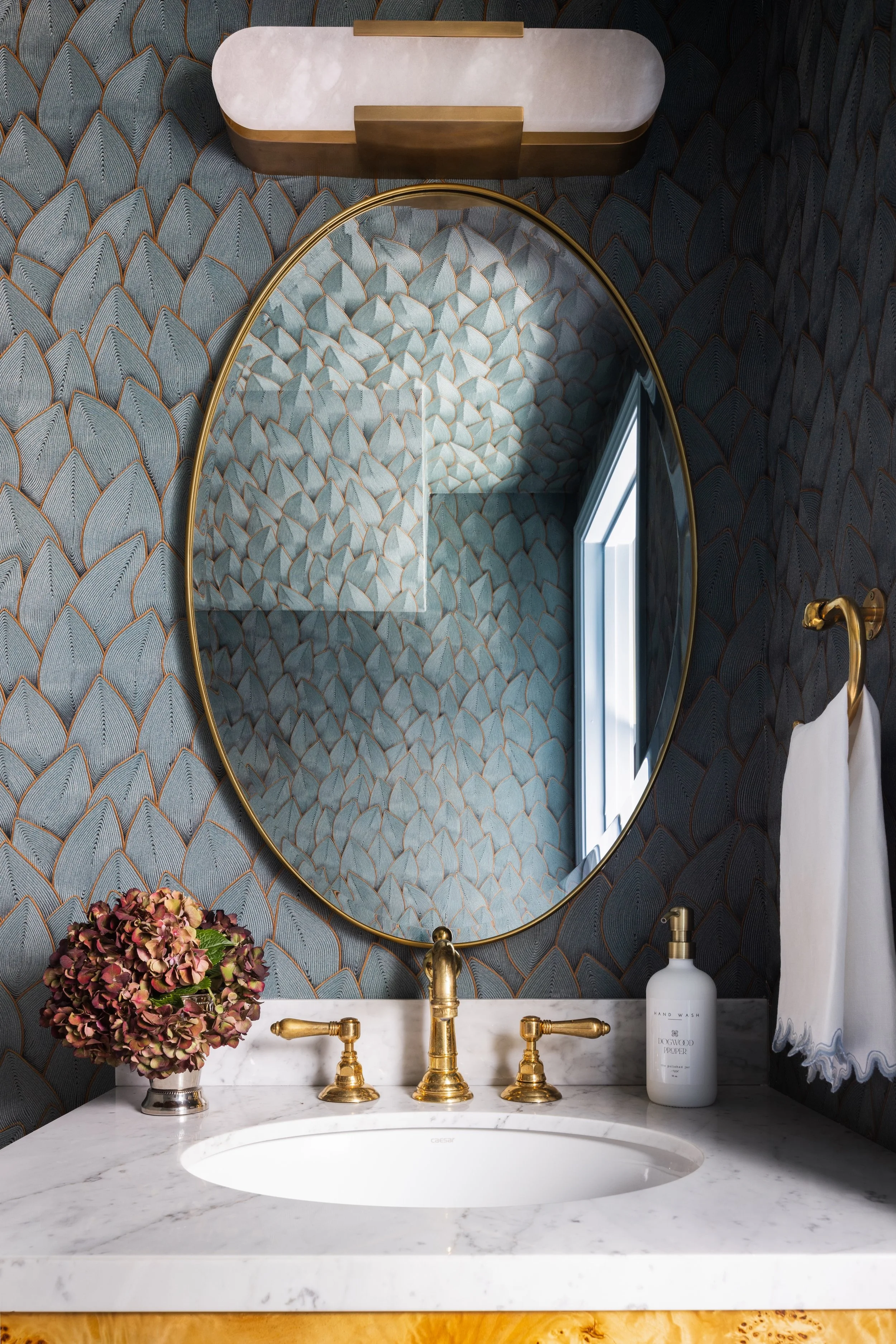 Luxury powder room by Nashville interior design firm Dogwood Proper