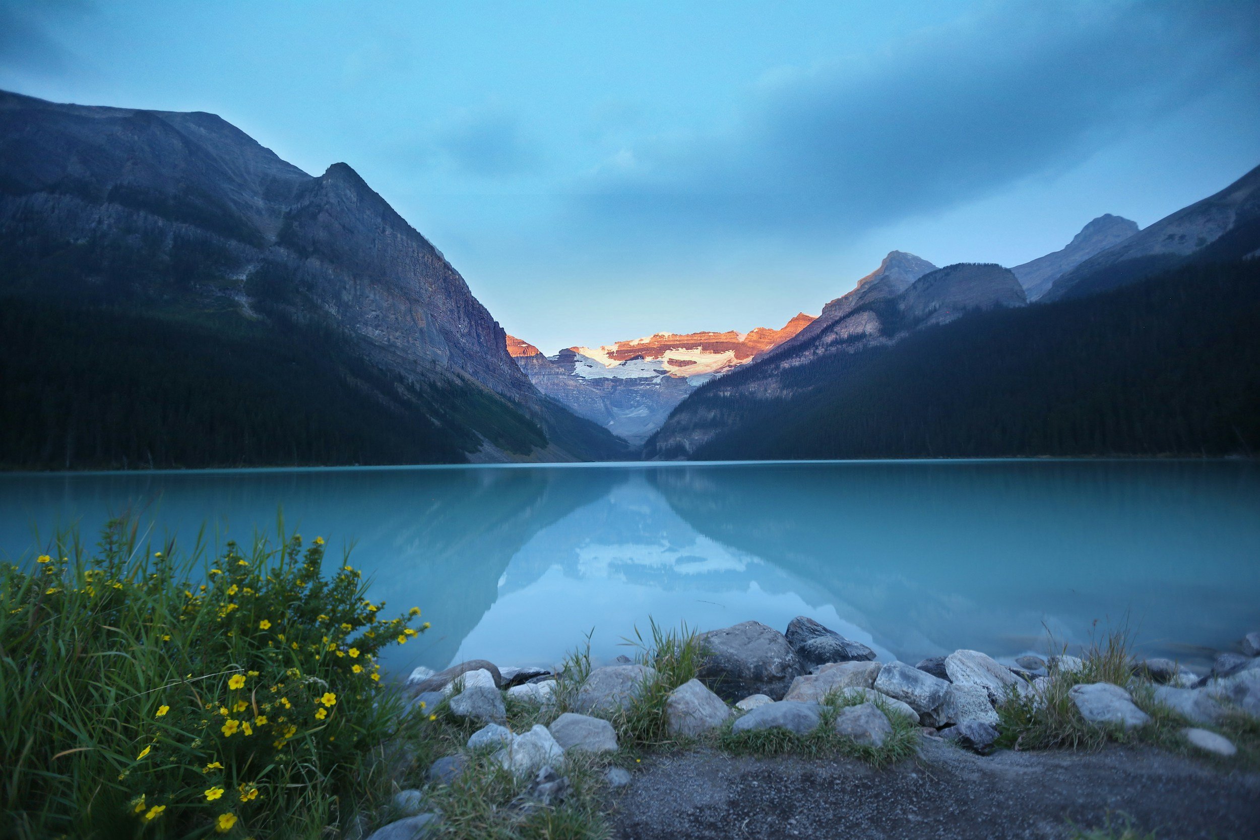 Calm mountain lake in the Canadian Rockies