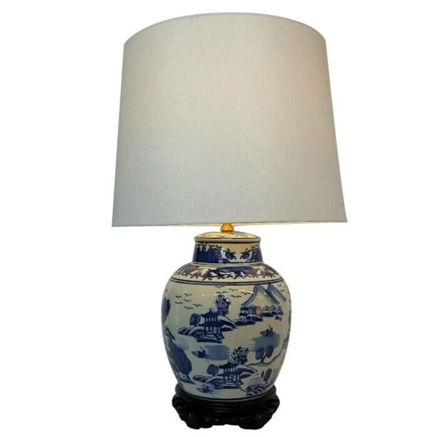 Blue and White Chinoiserie Porcelain Table Lamp