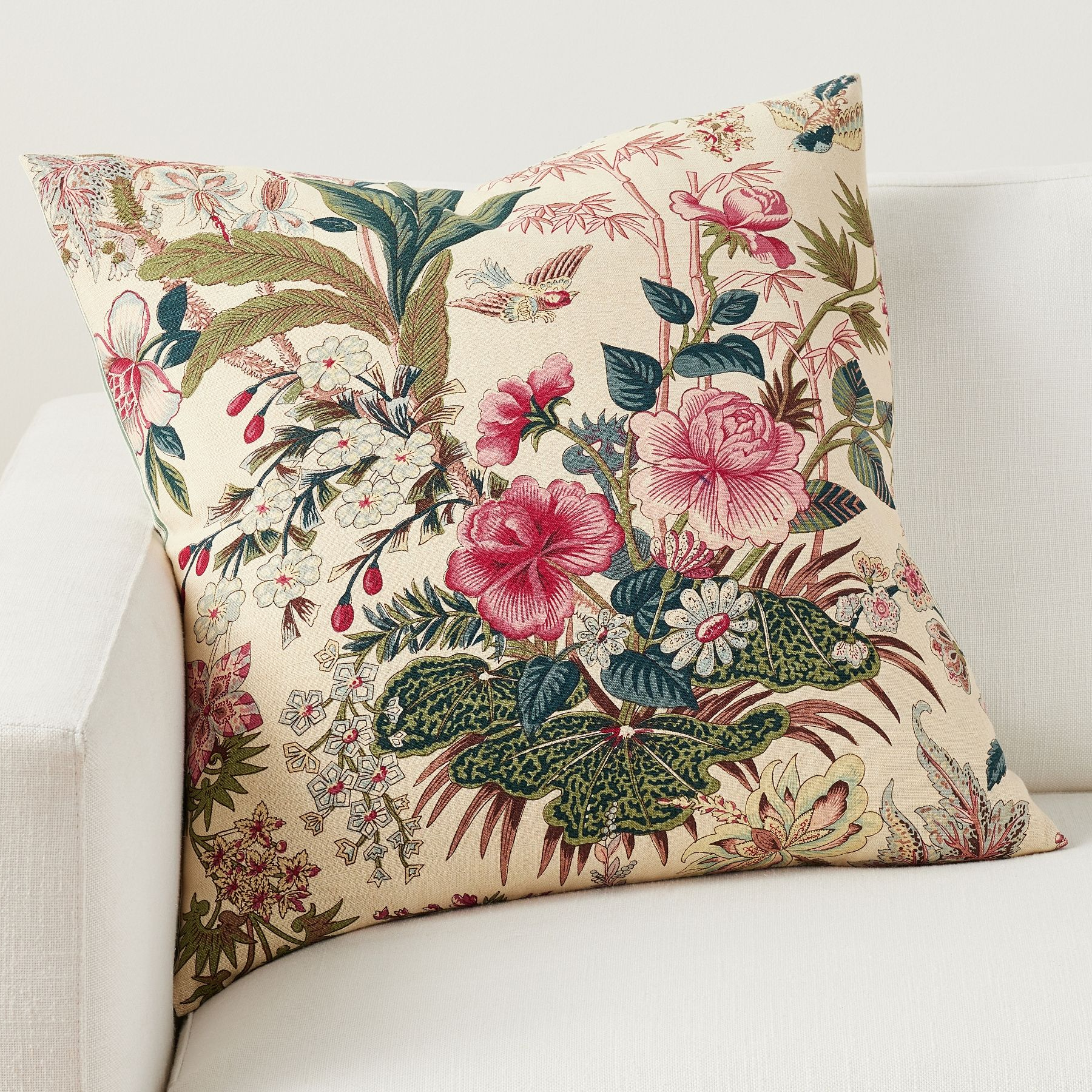 Rose Floral Stripe Reversible Pillow Cover